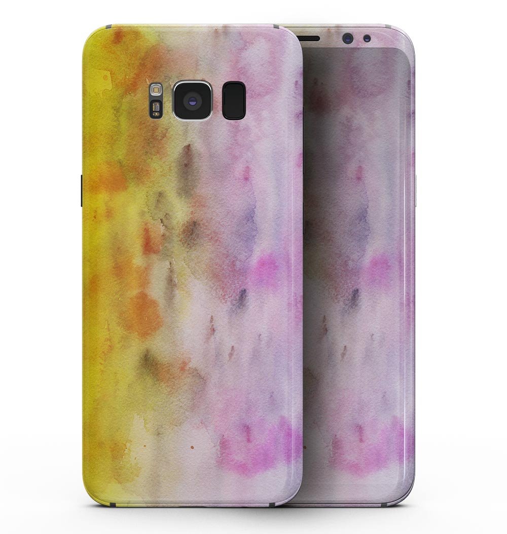 Blushed Pink Watercolor Texture skin for Samsung Galaxy S8, showcasing a vibrant and stylish design that protects the device.