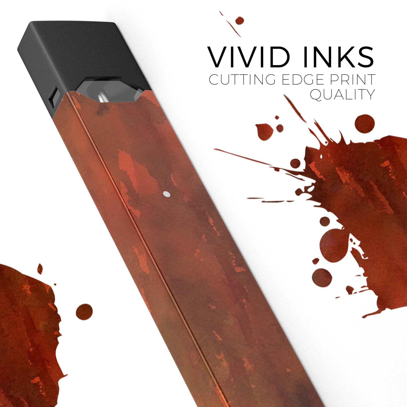 Blushed Red Absorbed Watercolor Texture decal for JUUL vaping device, showcasing vibrant colors and a protective finish.