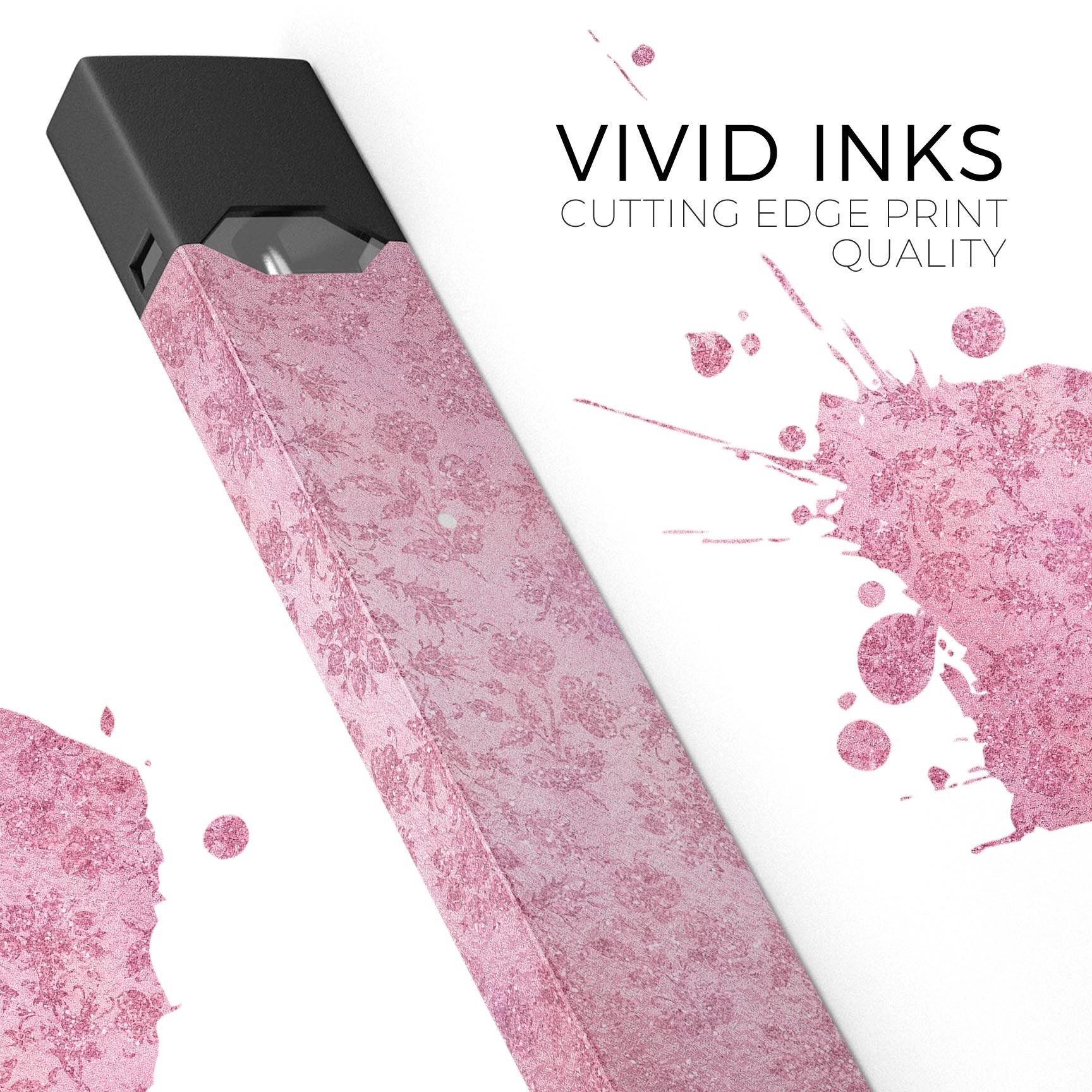 Blushed Rose Premium Decal Skin-Wrap for JUUL device featuring a floral pattern, showcasing vibrant colors and a sleek design.