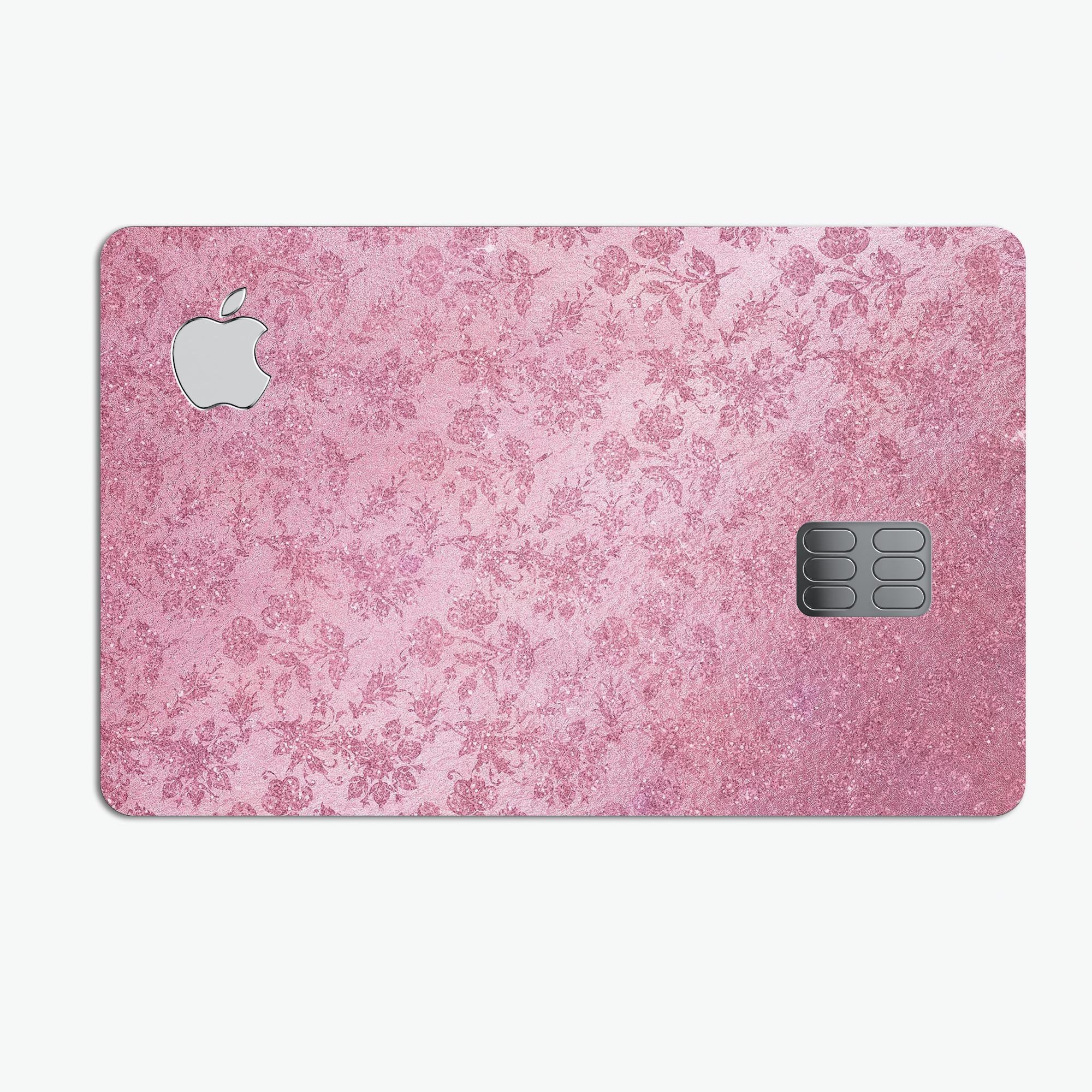 Blushed Rose Premium Protective Decal Skin-Kit for Apple Card featuring a floral pattern and a glossy finish.