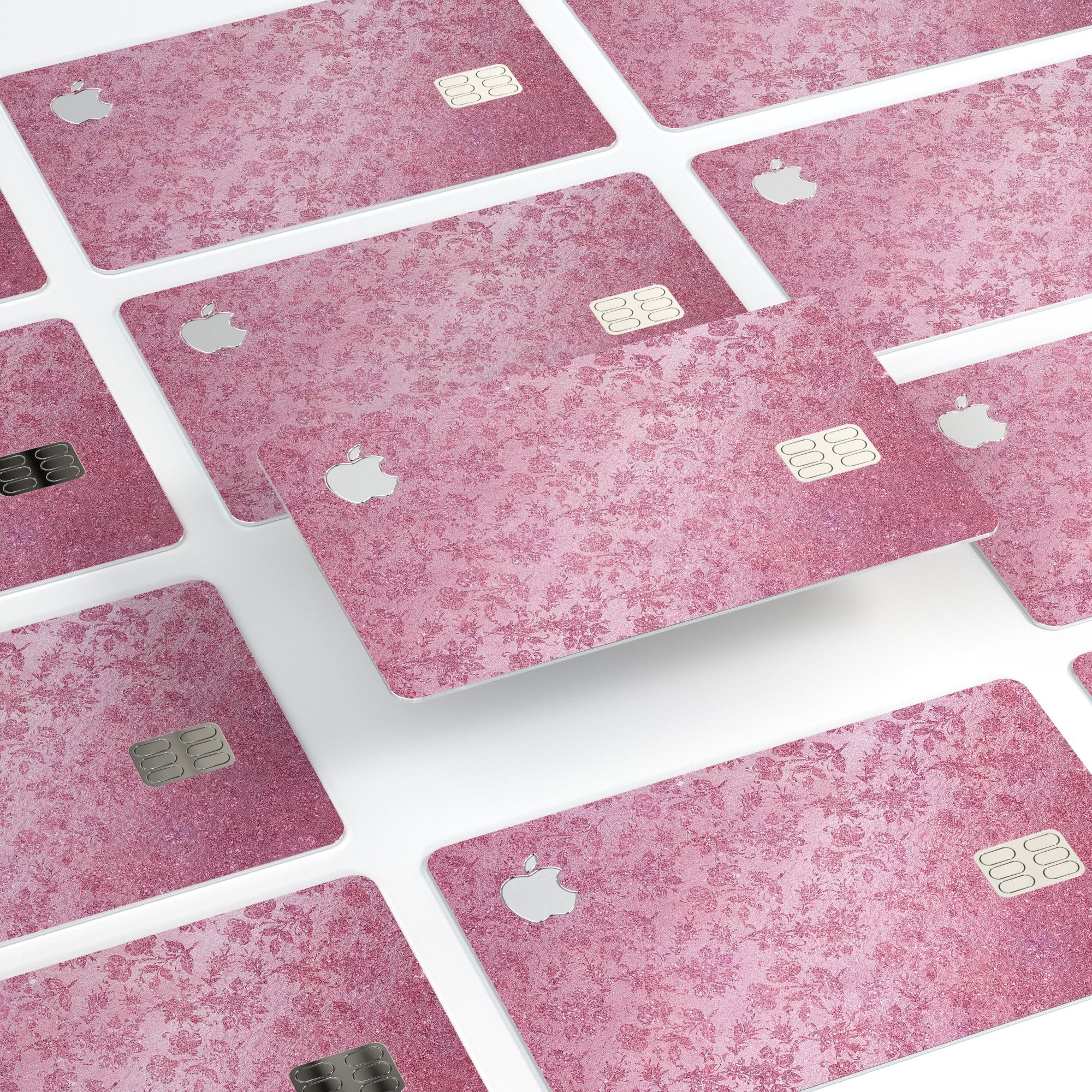 Blushed Rose Premium Protective Decal Skin-Kit for Apple Card featuring a floral pattern and a glossy finish.