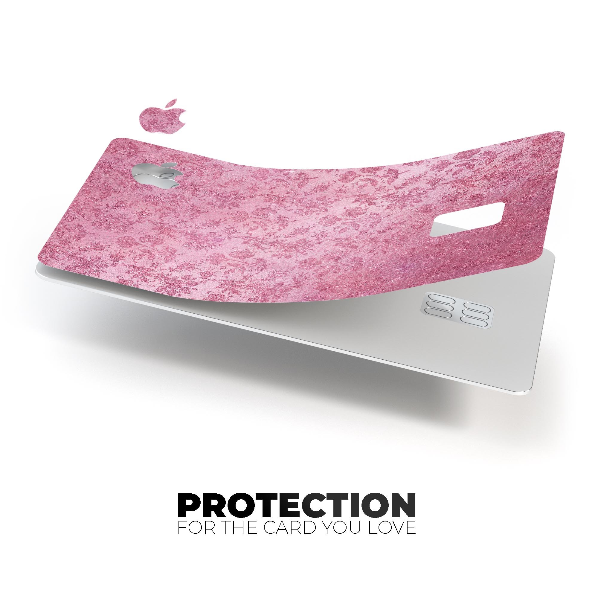 Blushed Rose Premium Protective Decal Skin-Kit for Apple Card featuring a floral pattern and a glossy finish.