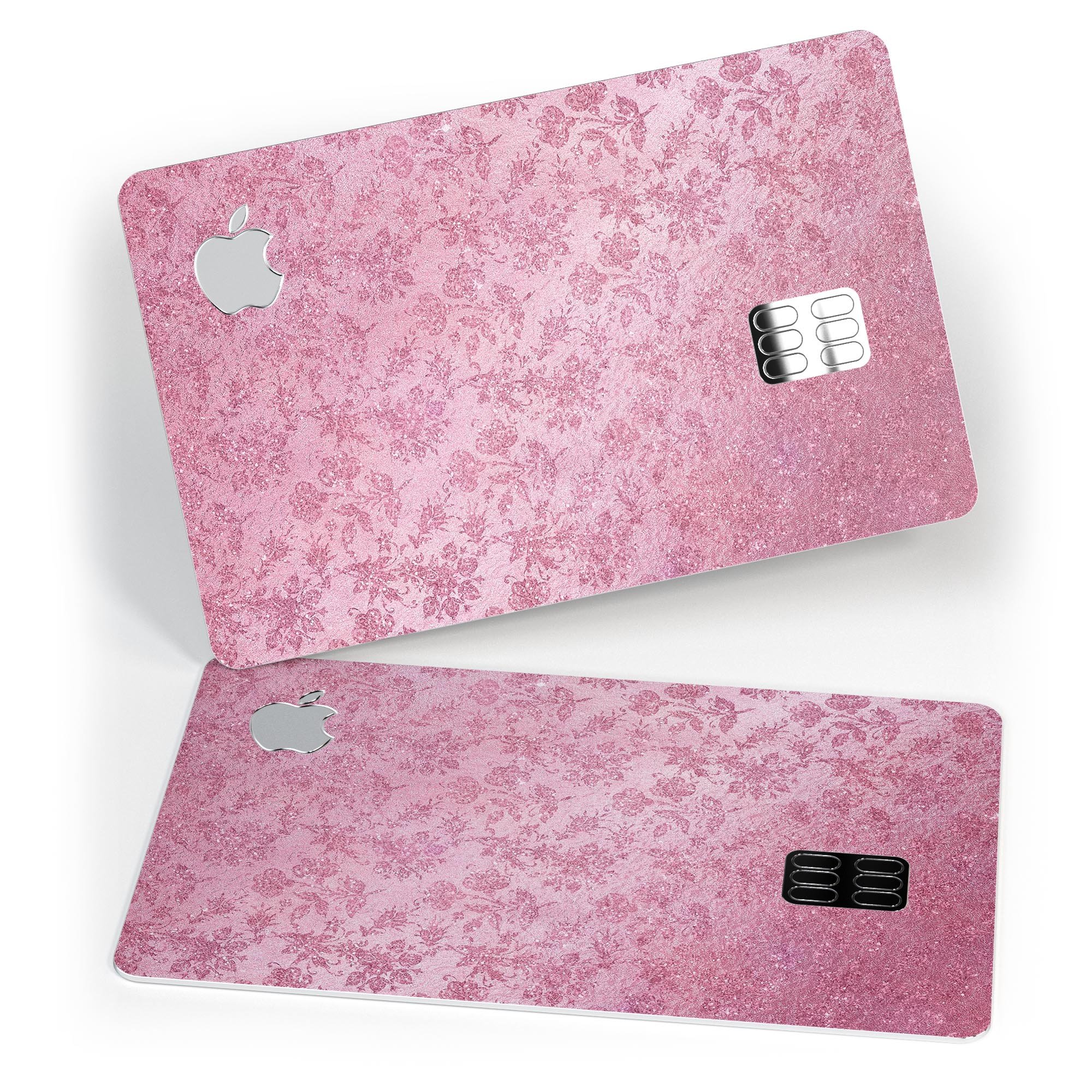 Blushed Rose Premium Protective Decal Skin-Kit for Apple Card featuring a floral pattern and a glossy finish.