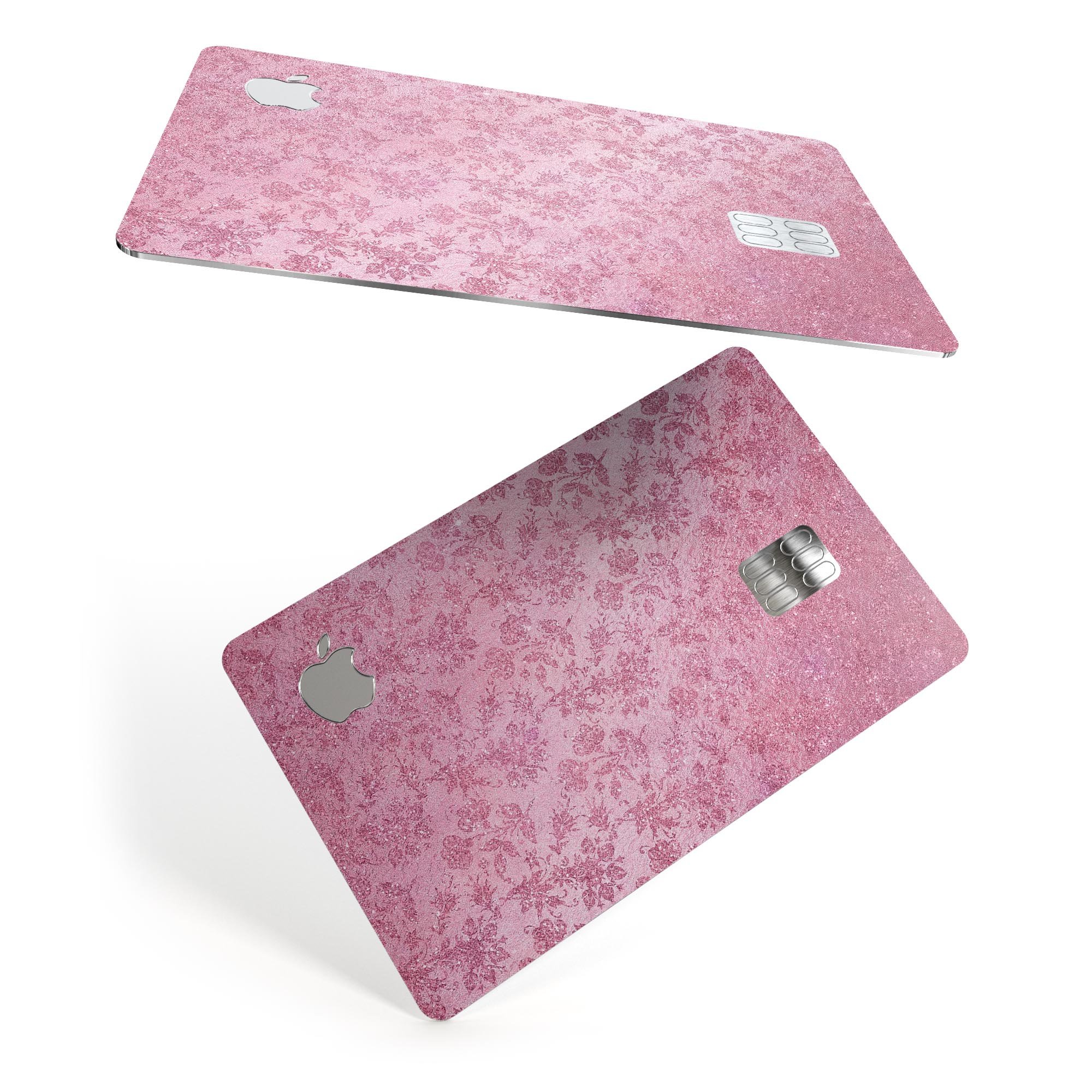 Blushed Rose Premium Protective Decal Skin-Kit for Apple Card featuring a floral pattern and a glossy finish.