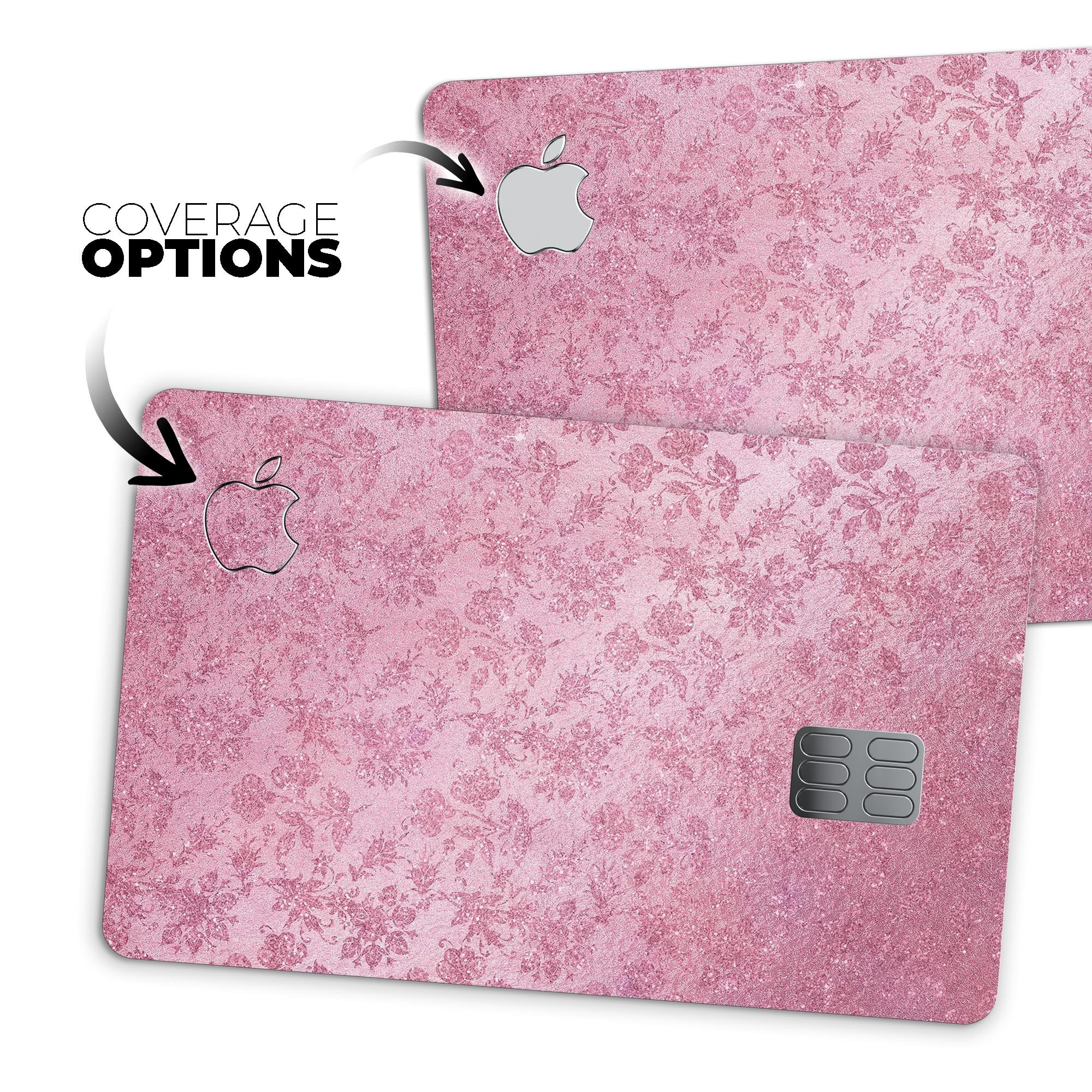 Blushed Rose Premium Protective Decal Skin-Kit for Apple Card featuring a floral pattern and a glossy finish.