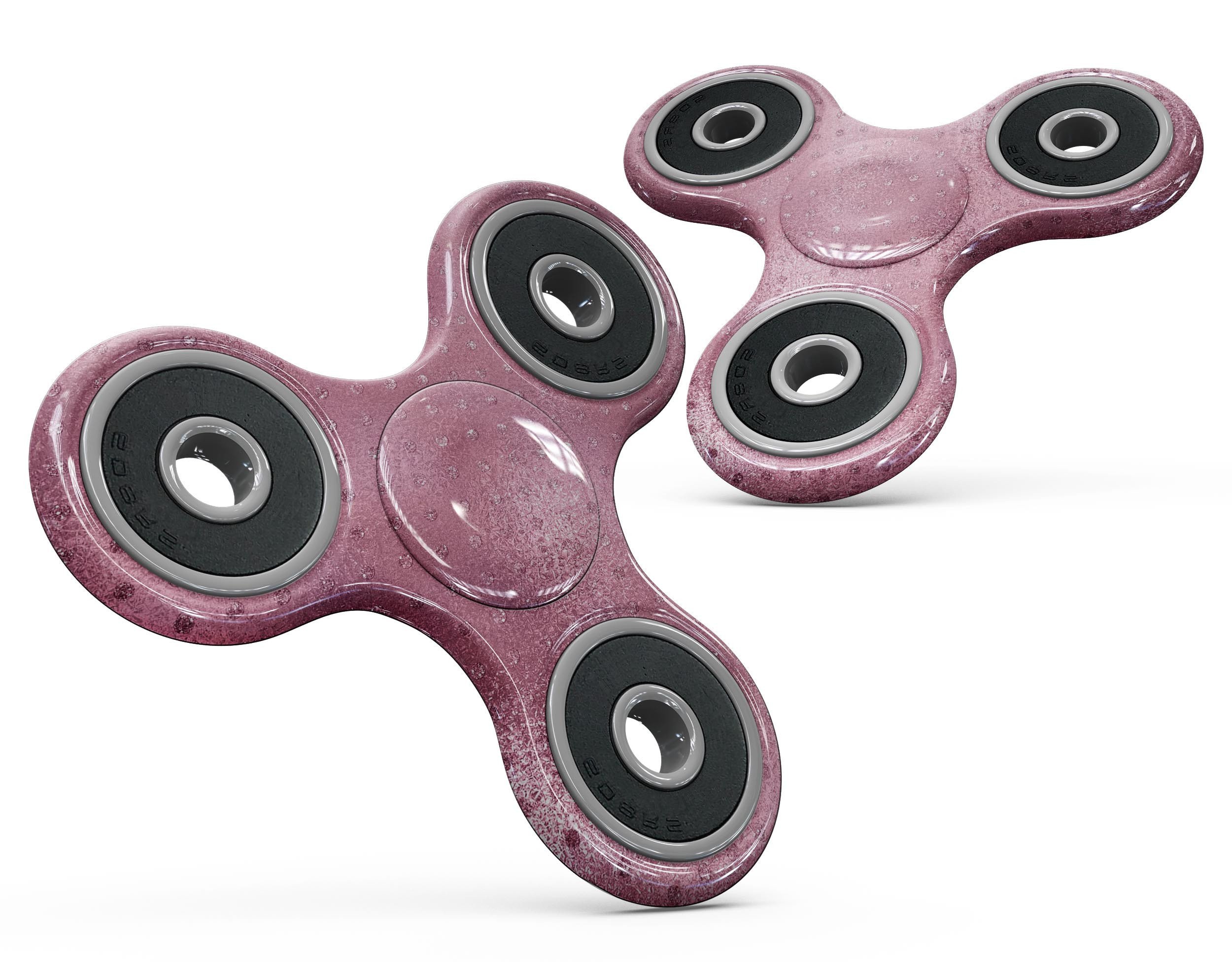 Blushed Rose Fidget Spinner Skin-Kit featuring glitter polkadots, showcasing vibrant colors and a stylish design.