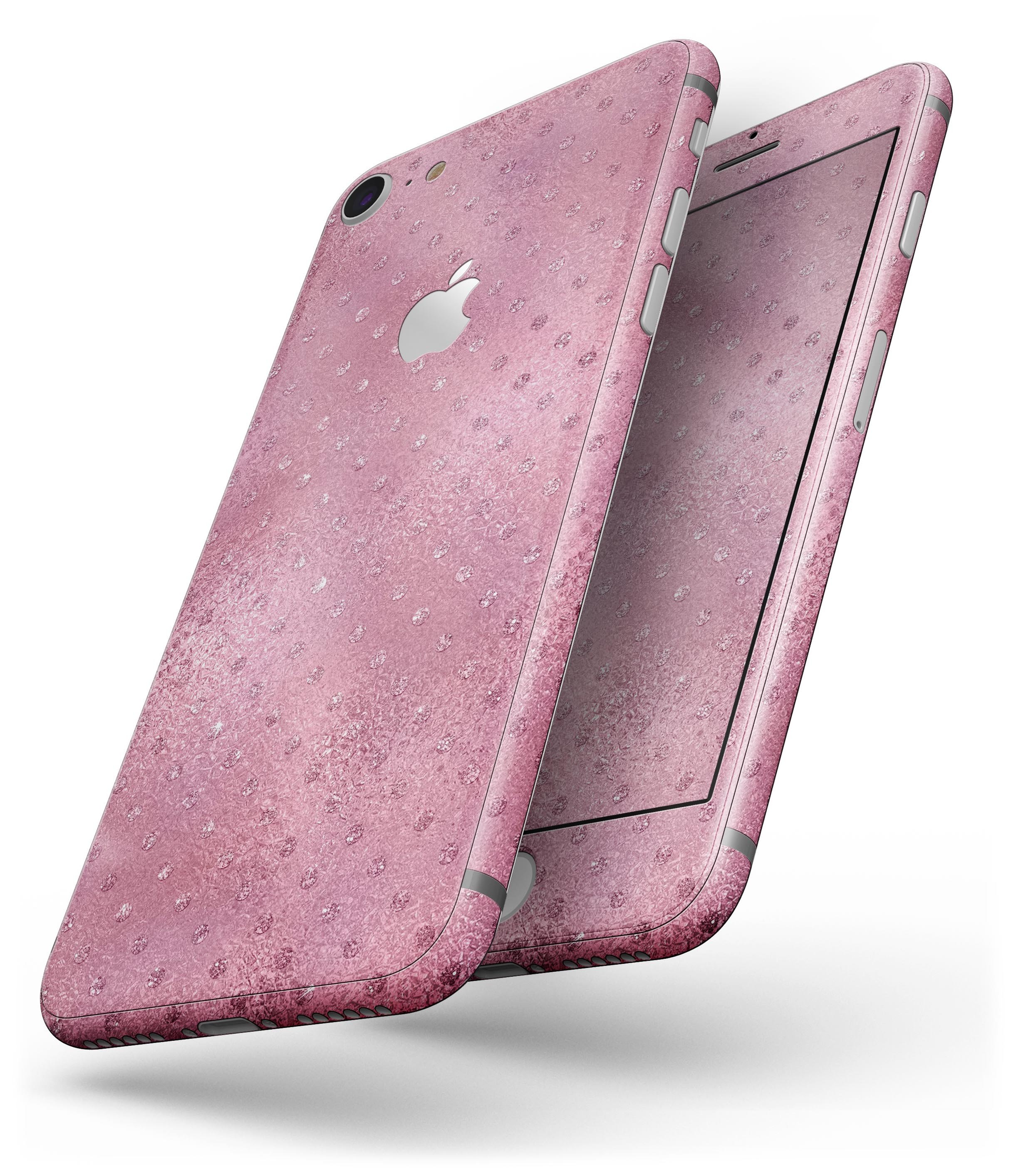 Blushed Rose skin for iPhone 8 and 8 Plus featuring glitter polkadots, showcasing a stylish and protective design.