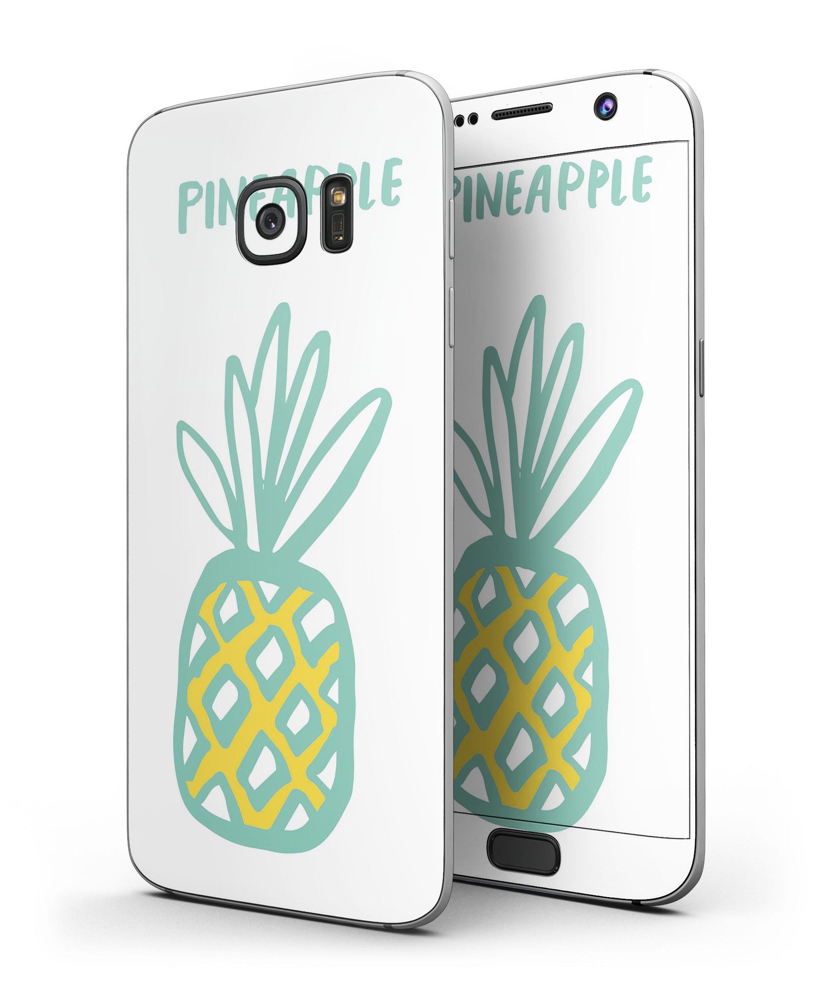 Bold Mint Pineapple Full Body Skin-Kit for Samsung Galaxy S7, showcasing vibrant design and premium vinyl material.