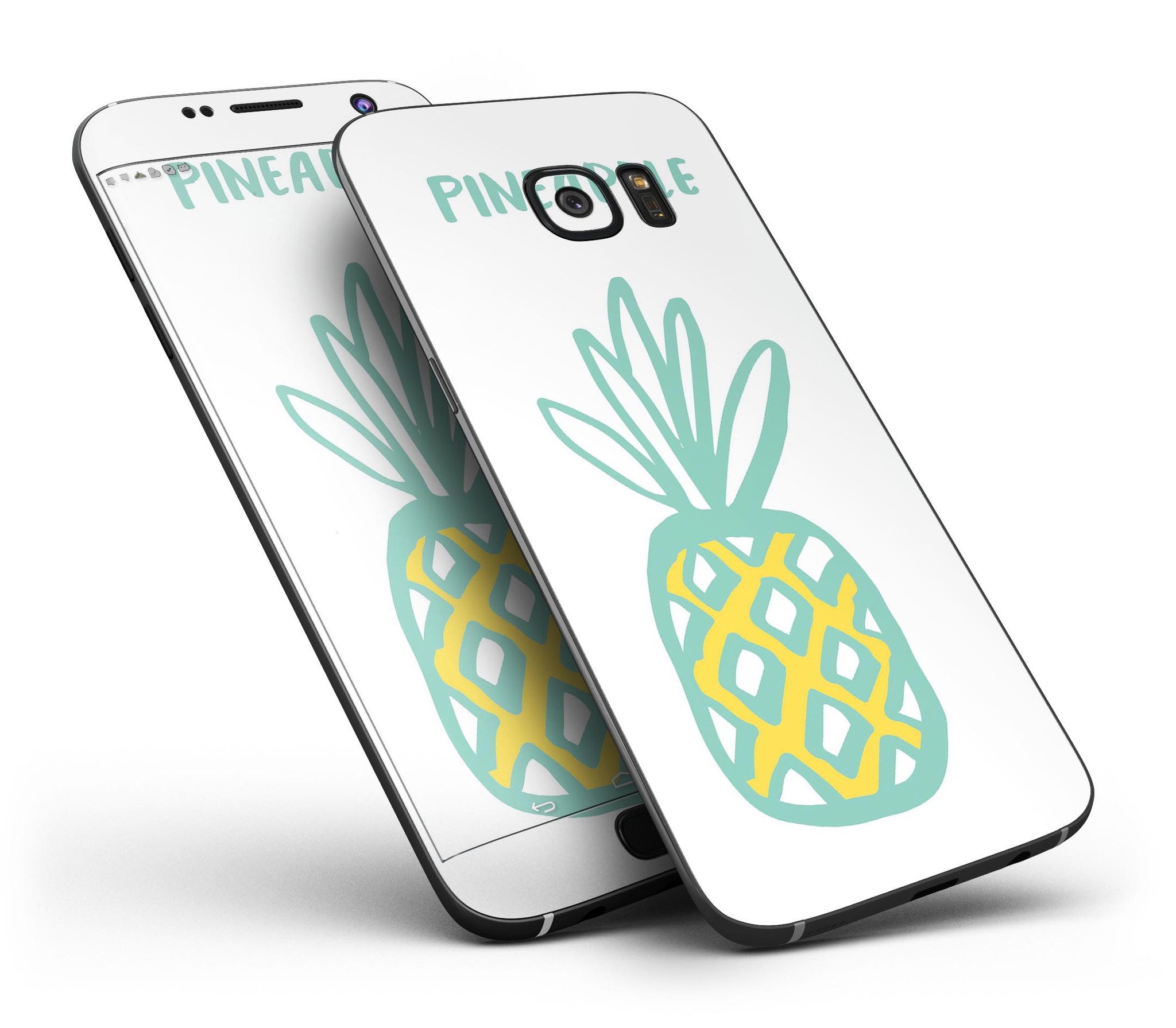 Bold Mint Pineapple Full Body Skin-Kit for Samsung Galaxy S7, showcasing vibrant design and premium vinyl material.