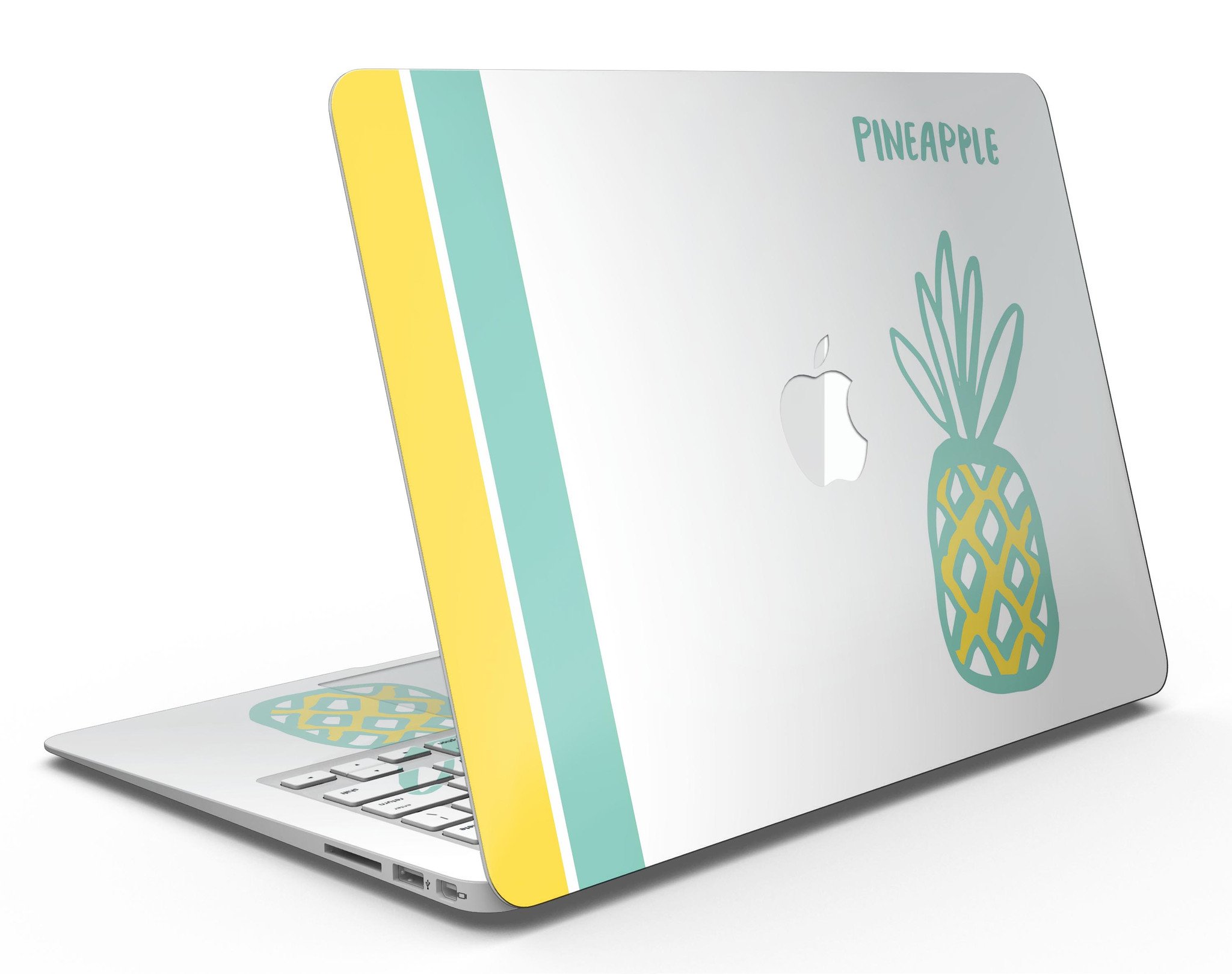 Bold Mint Pineapple MacBook Air Skin Kit showcasing vibrant design and premium vinyl material.