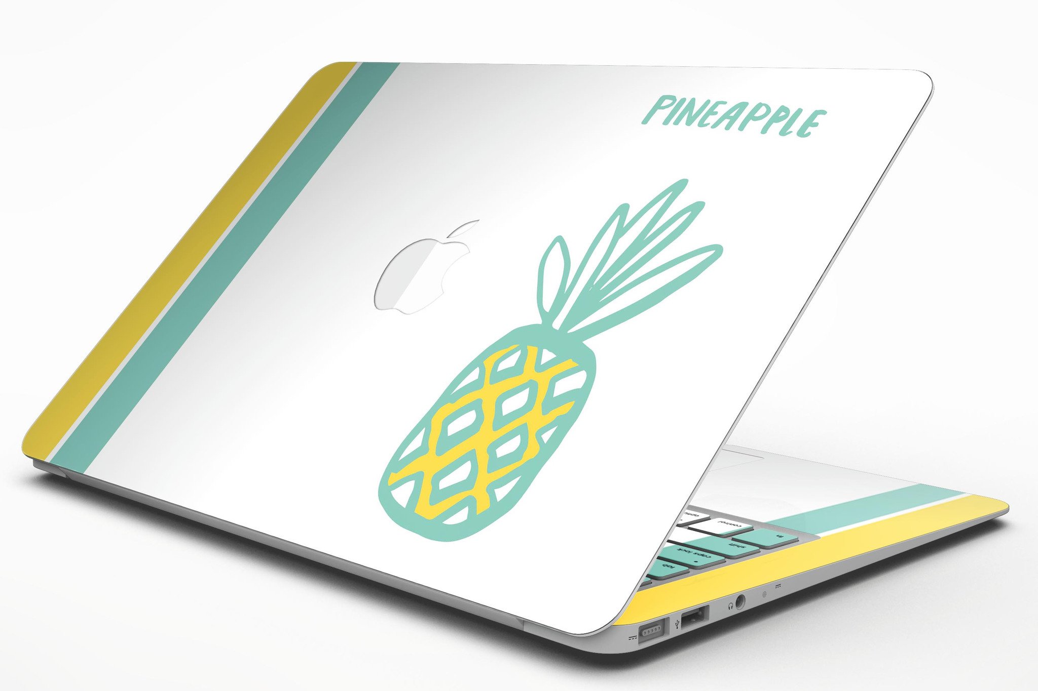 Bold Mint Pineapple MacBook Air Skin Kit showcasing vibrant design and premium vinyl material.