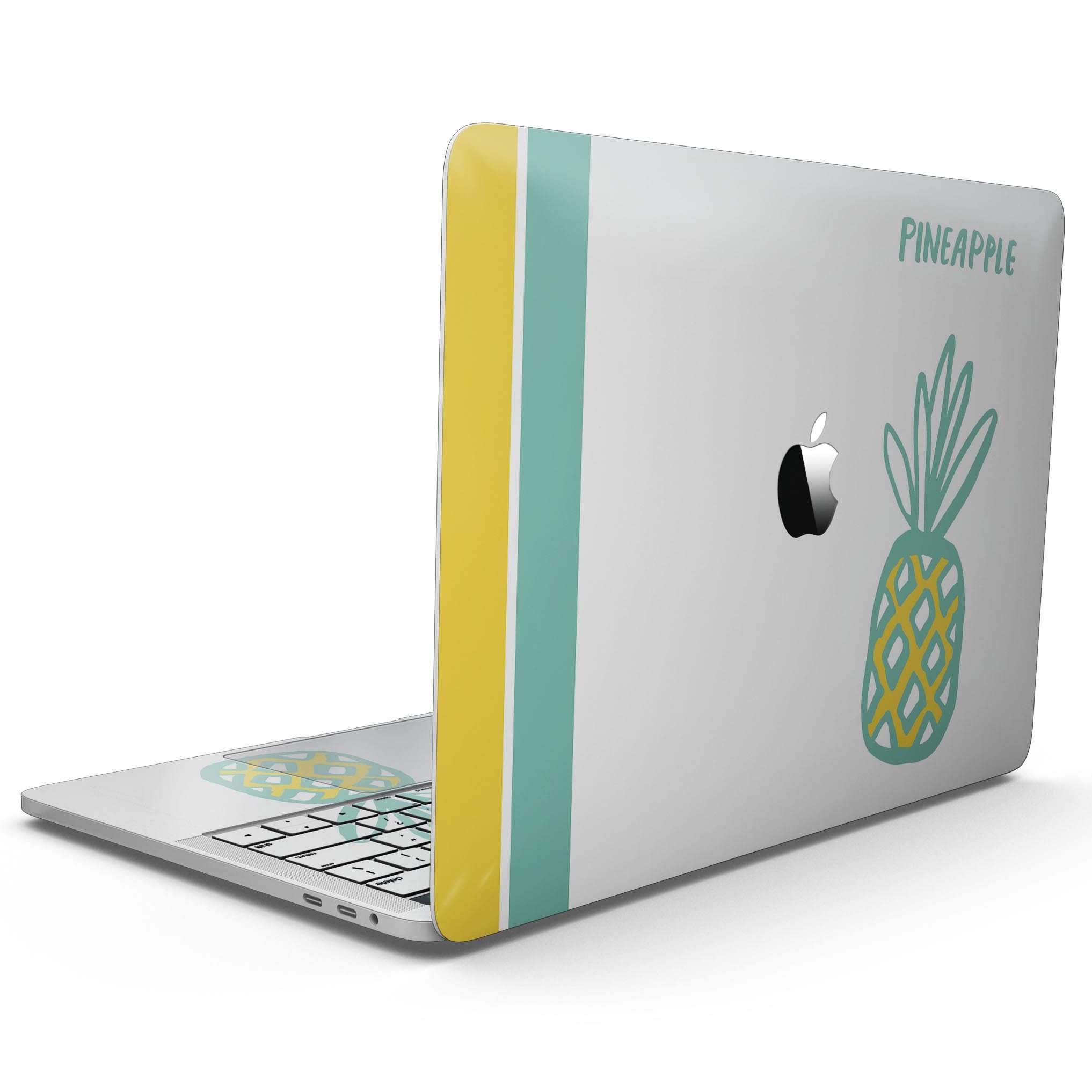 Bold Mint Pineapple skin kit for MacBook Pro with Touch Bar, showcasing vibrant mint and pineapple design on premium vinyl.