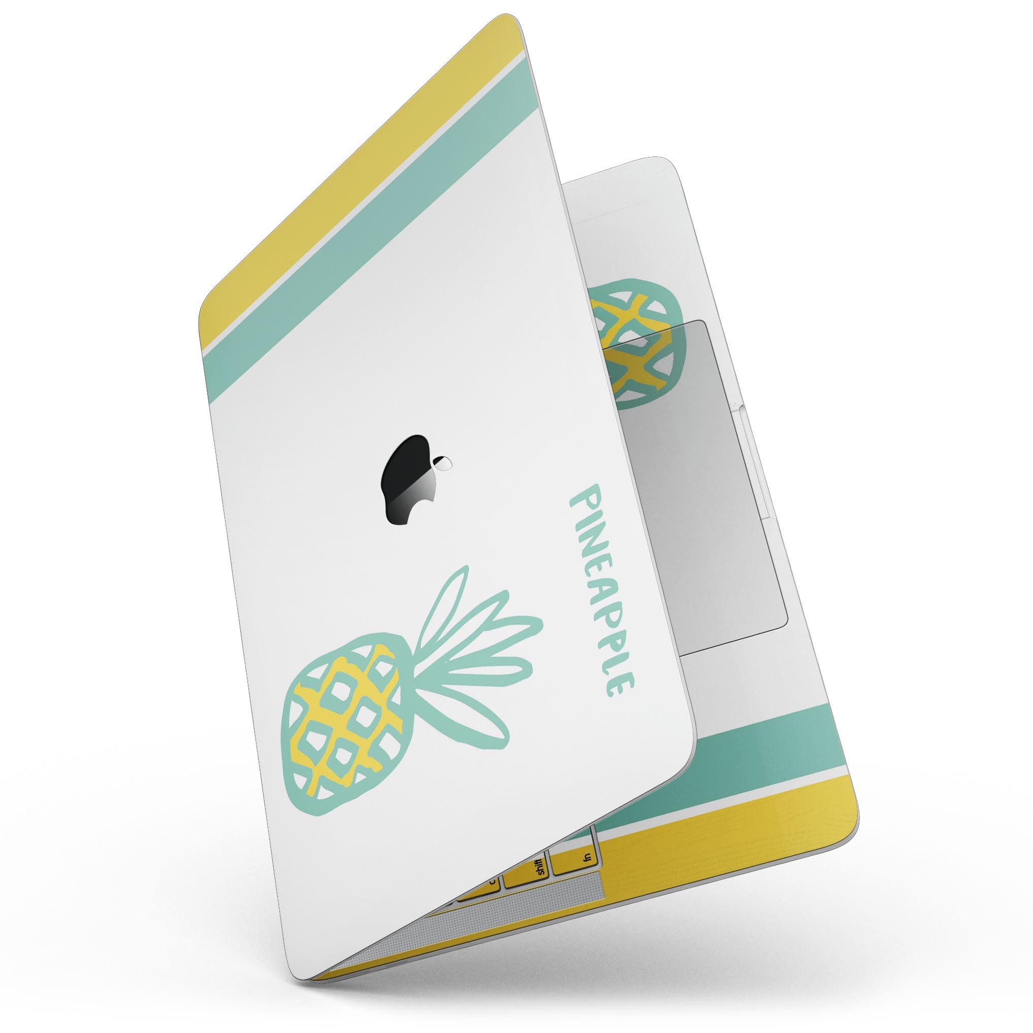 Bold Mint Pineapple skin kit for MacBook Pro with Touch Bar, showcasing vibrant mint and pineapple design on premium vinyl.