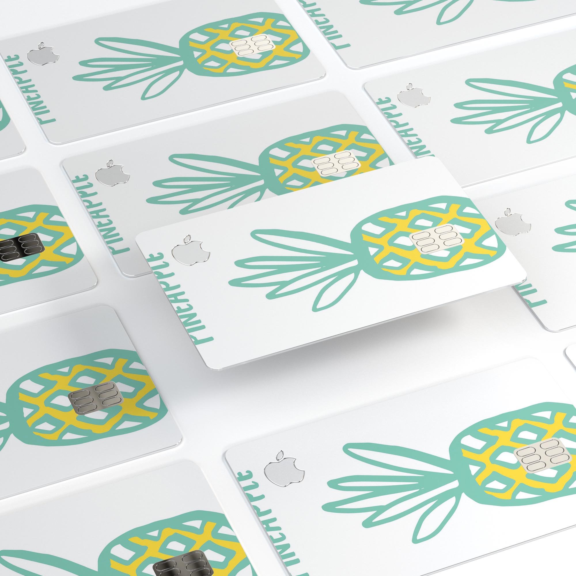 Bold Mint Pineapple decal skin-kit for Apple Card, showcasing vibrant design and premium vinyl material.