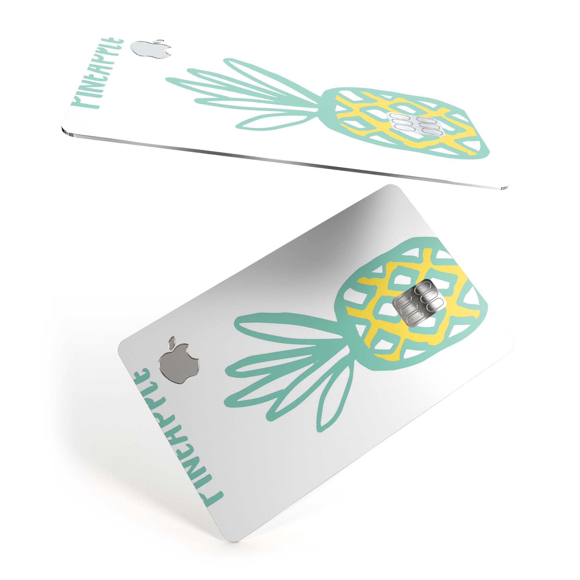 Bold Mint Pineapple decal skin-kit for Apple Card, showcasing vibrant design and premium vinyl material.