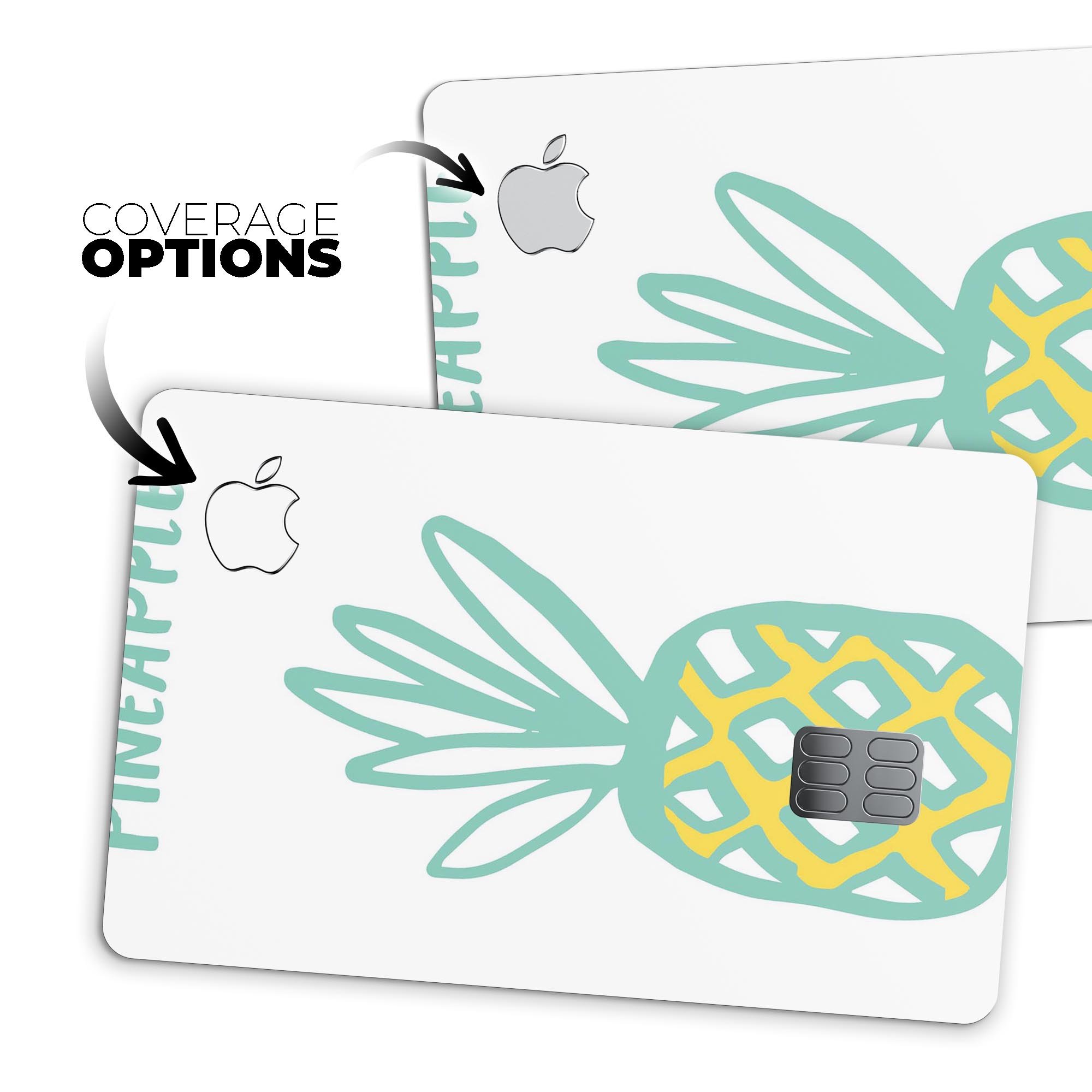 Bold Mint Pineapple decal skin-kit for Apple Card, showcasing vibrant design and premium vinyl material.