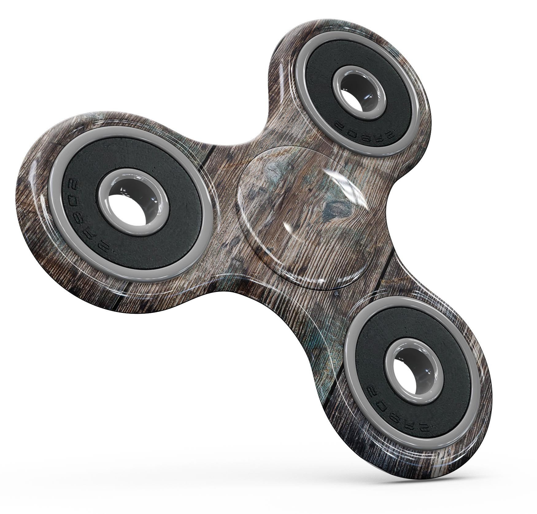 Bolted Horizontal Woodgrain Full-Body Fidget Spinner Skin-Kit showcasing a stylish woodgrain design for personalization and protection.