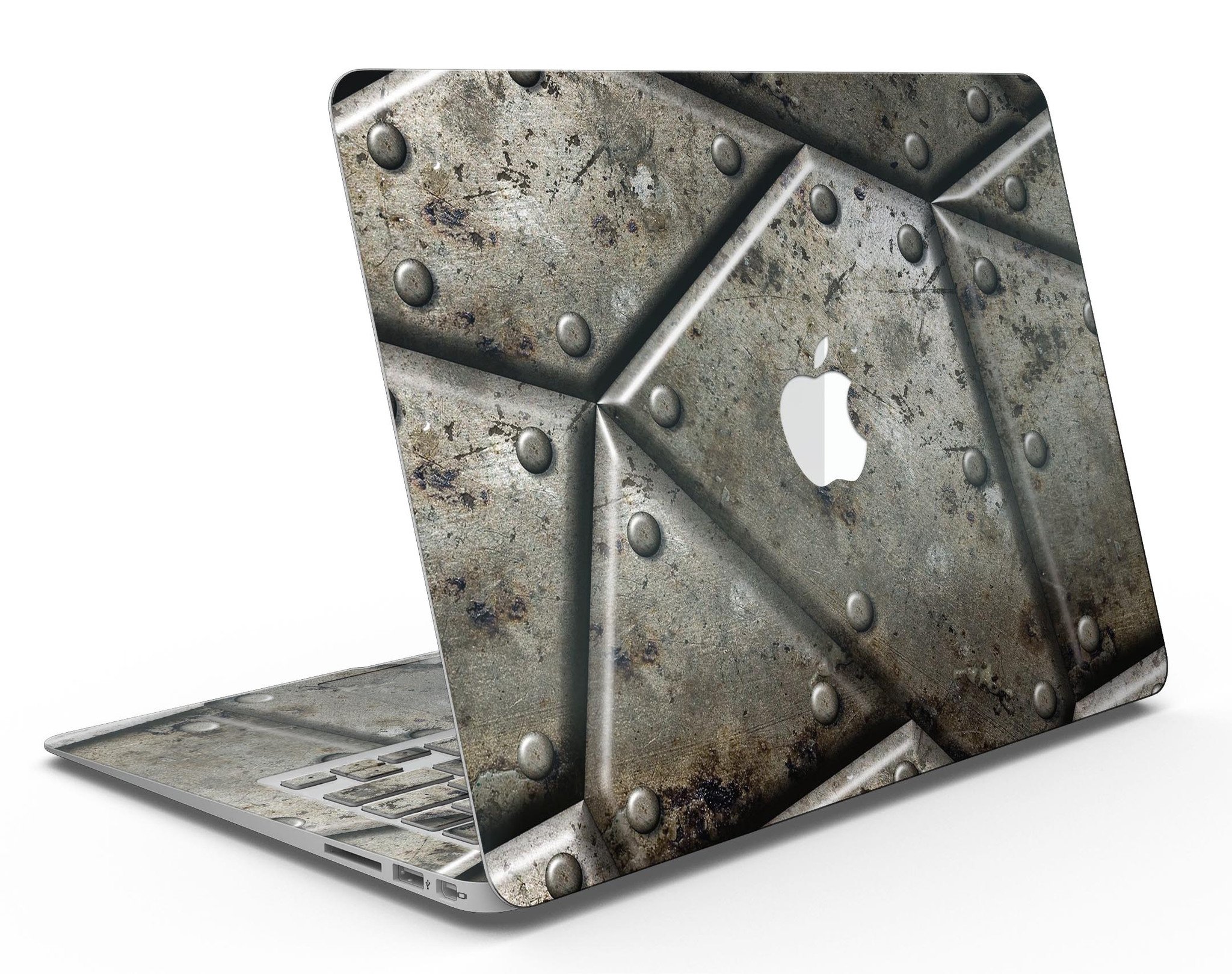 Bolted Steel Plates V2 skin kit for MacBook Air, showcasing a sleek design with a premium vinyl finish.