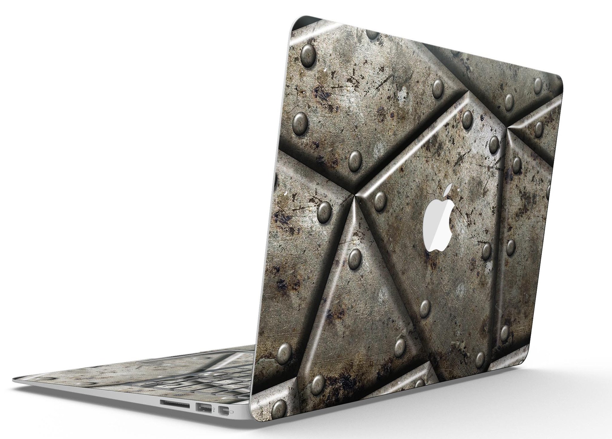 Bolted Steel Plates V2 skin kit for MacBook Air, showcasing a sleek design with a premium vinyl finish.