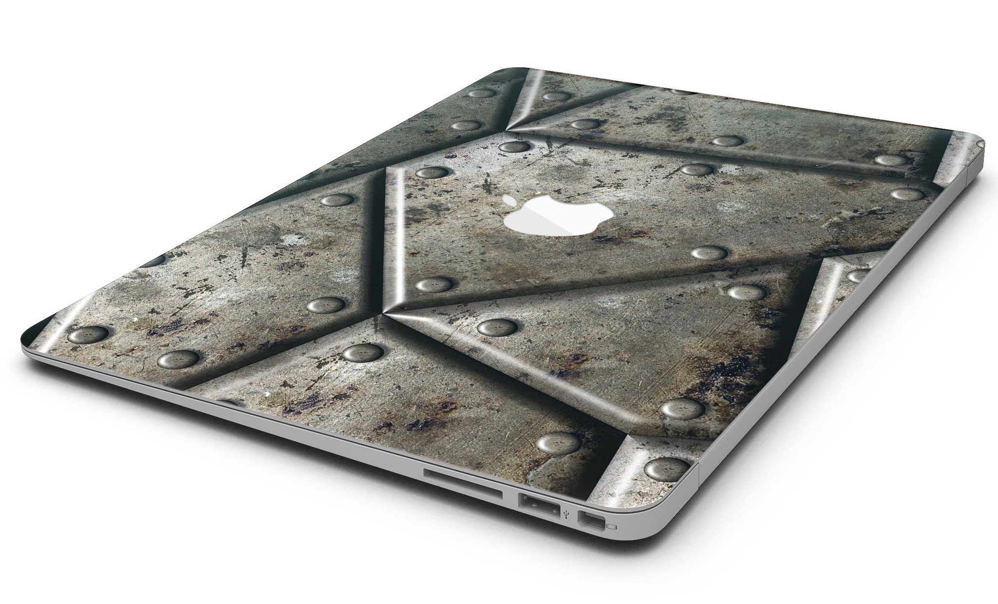 Bolted Steel Plates V2 skin kit for MacBook Air, showcasing a sleek design with a premium vinyl finish.