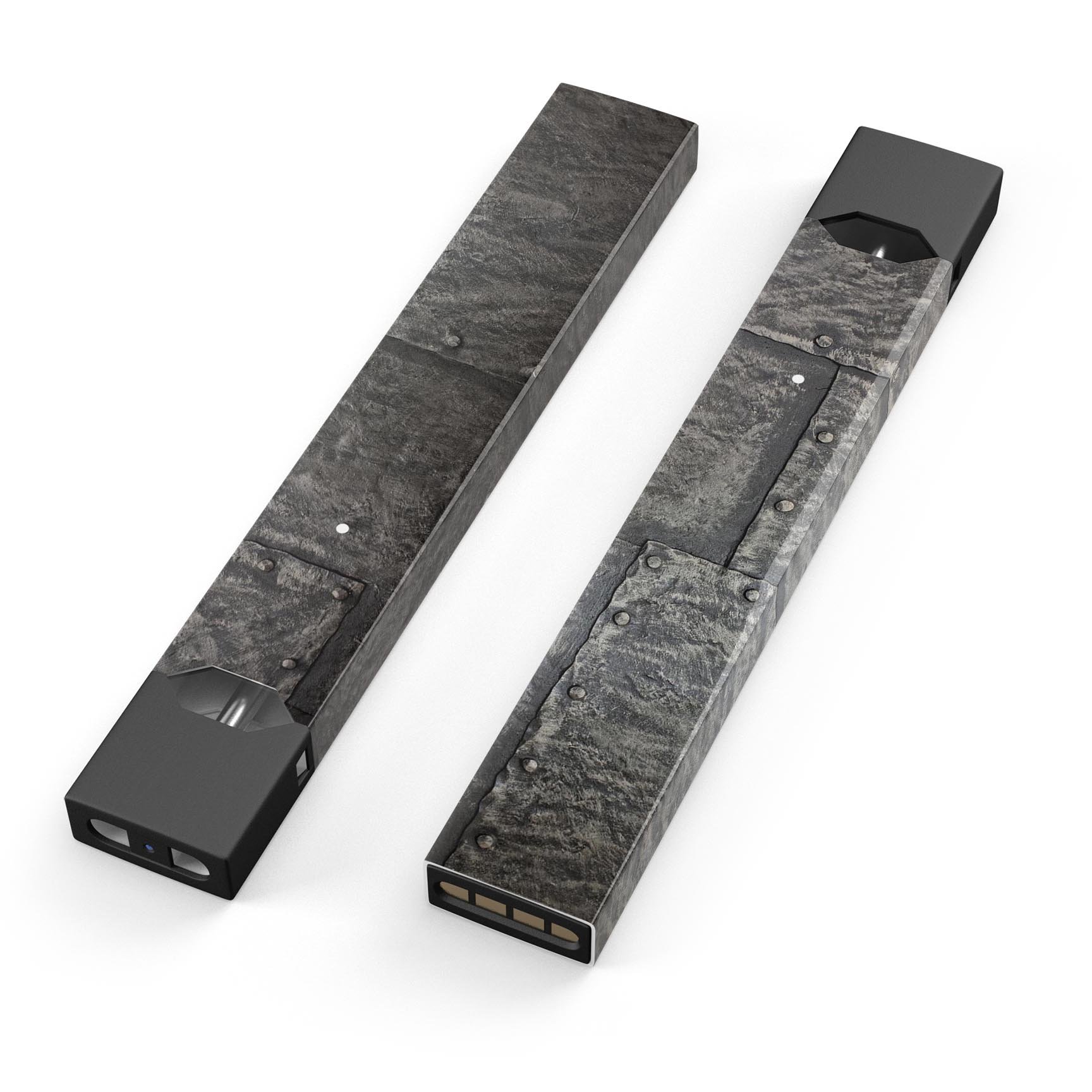 Bolted Steel Plates skin-wrap sticker for JUUL device, showcasing its sleek design and protective features.