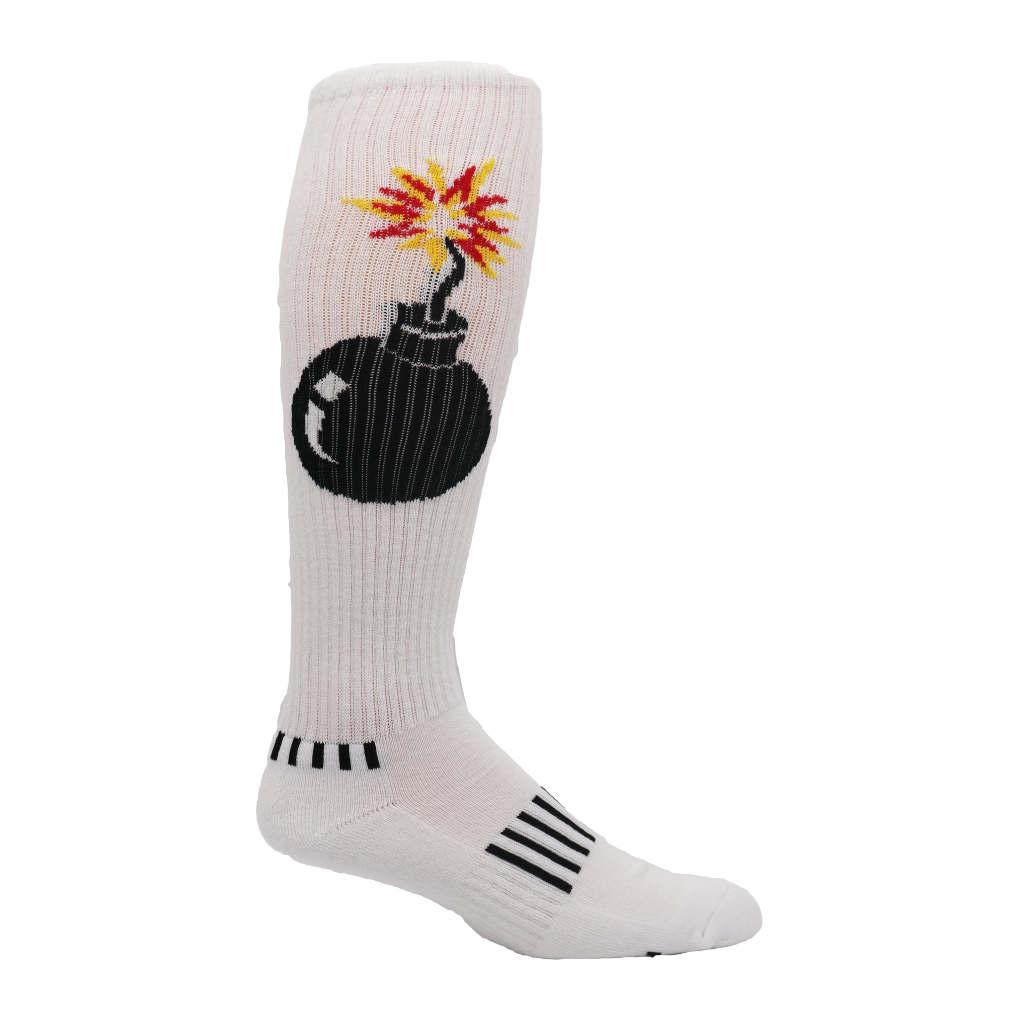 Black Bomb Knee High Socks designed for performance with arch support and breathable mesh.