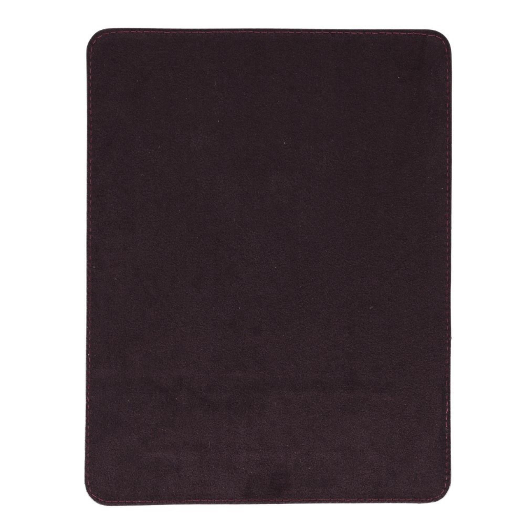 Boulder Full-Grain Leather Mouse Pad with ergonomic hand support, showcasing its luxurious texture and non-slip base.