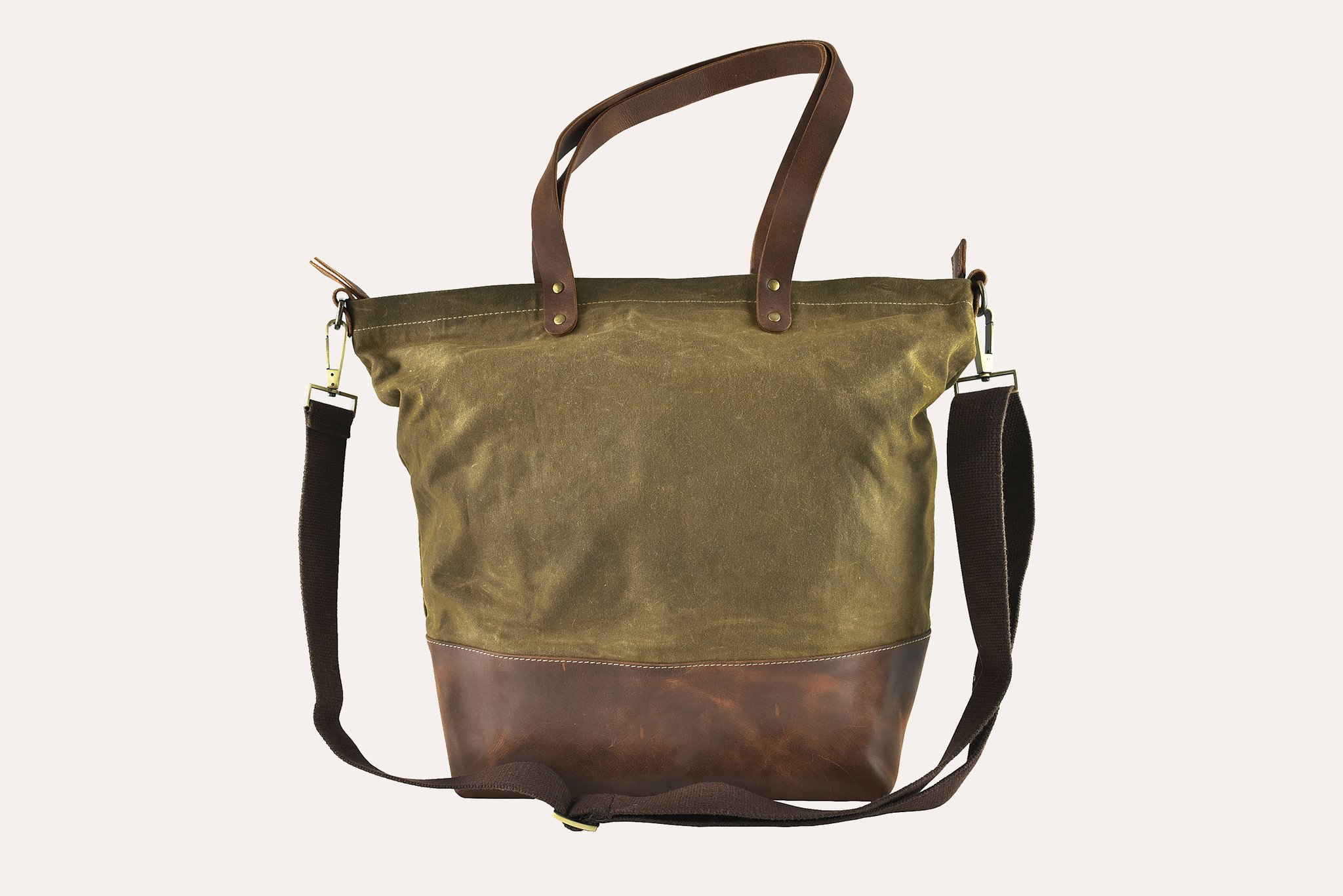 Stylish Boyfriend Tote Canvas featuring genuine leather bottom and spacious interior pockets, perfect for everyday use.