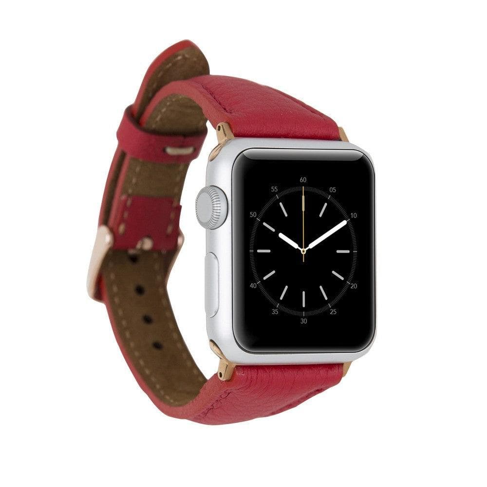 Bradford Classic Slim Apple Watch Leather Strap in premium full-grain leather with stainless steel buckle, showcasing its elegant design.