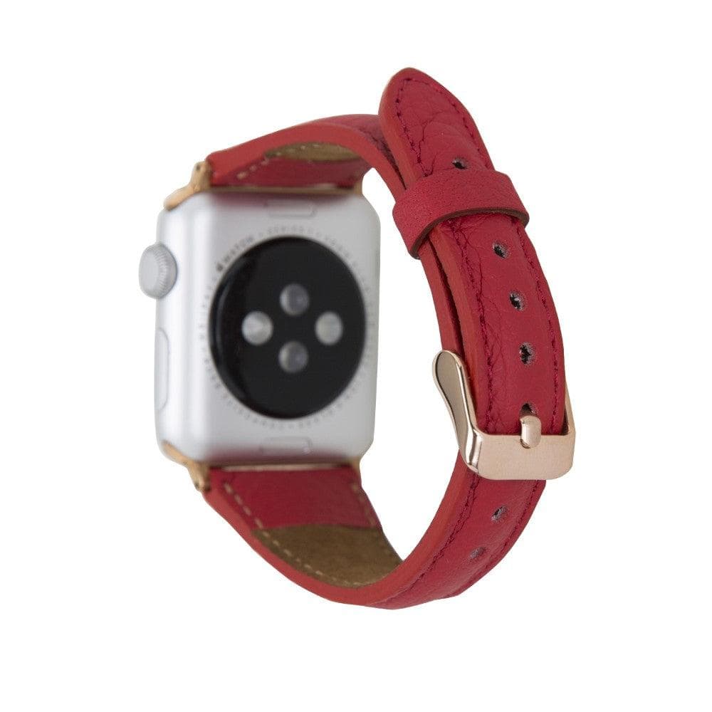 Bradford Classic Slim Apple Watch Leather Strap in premium full-grain leather with stainless steel buckle, showcasing its elegant design.