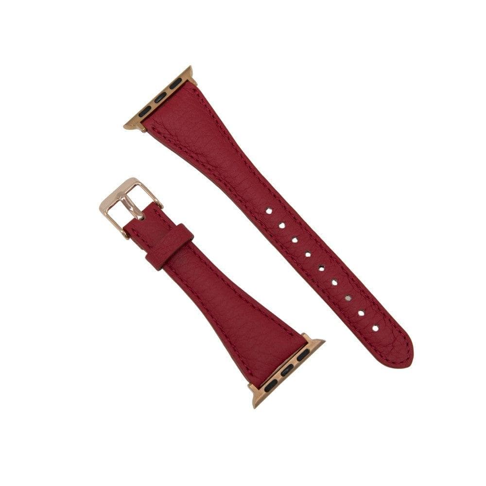 Bradford Classic Slim Apple Watch Leather Strap in premium full-grain leather with stainless steel buckle, showcasing its elegant design.