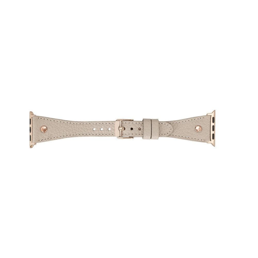 Bradford Classic Slim Apple Watch Leather Strap in premium full-grain leather with stainless steel buckle, showcasing its elegant design.