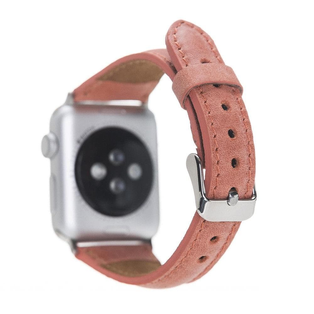 Bradford Classic Slim Apple Watch Leather Strap in premium full-grain leather with stainless steel buckle, showcasing its elegant design.