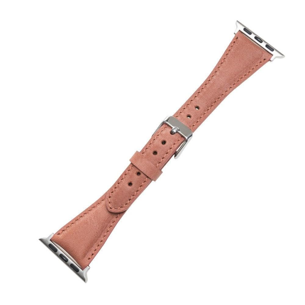 Bradford Classic Slim Apple Watch Leather Strap in premium full-grain leather with stainless steel buckle, showcasing its elegant design.