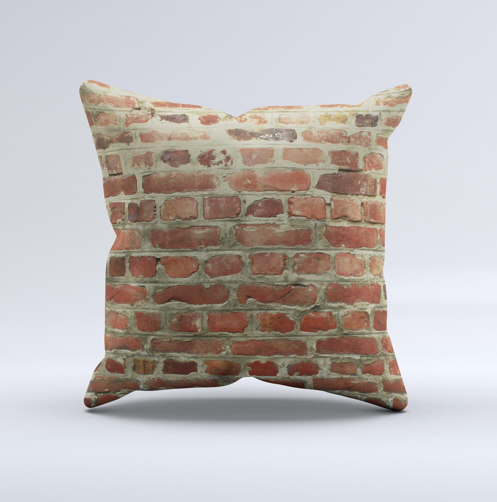 Brick Wall Ink-Fuzed Decorative Throw Pillow featuring a unique brick wall design, handcrafted in Virginia with high-quality materials.