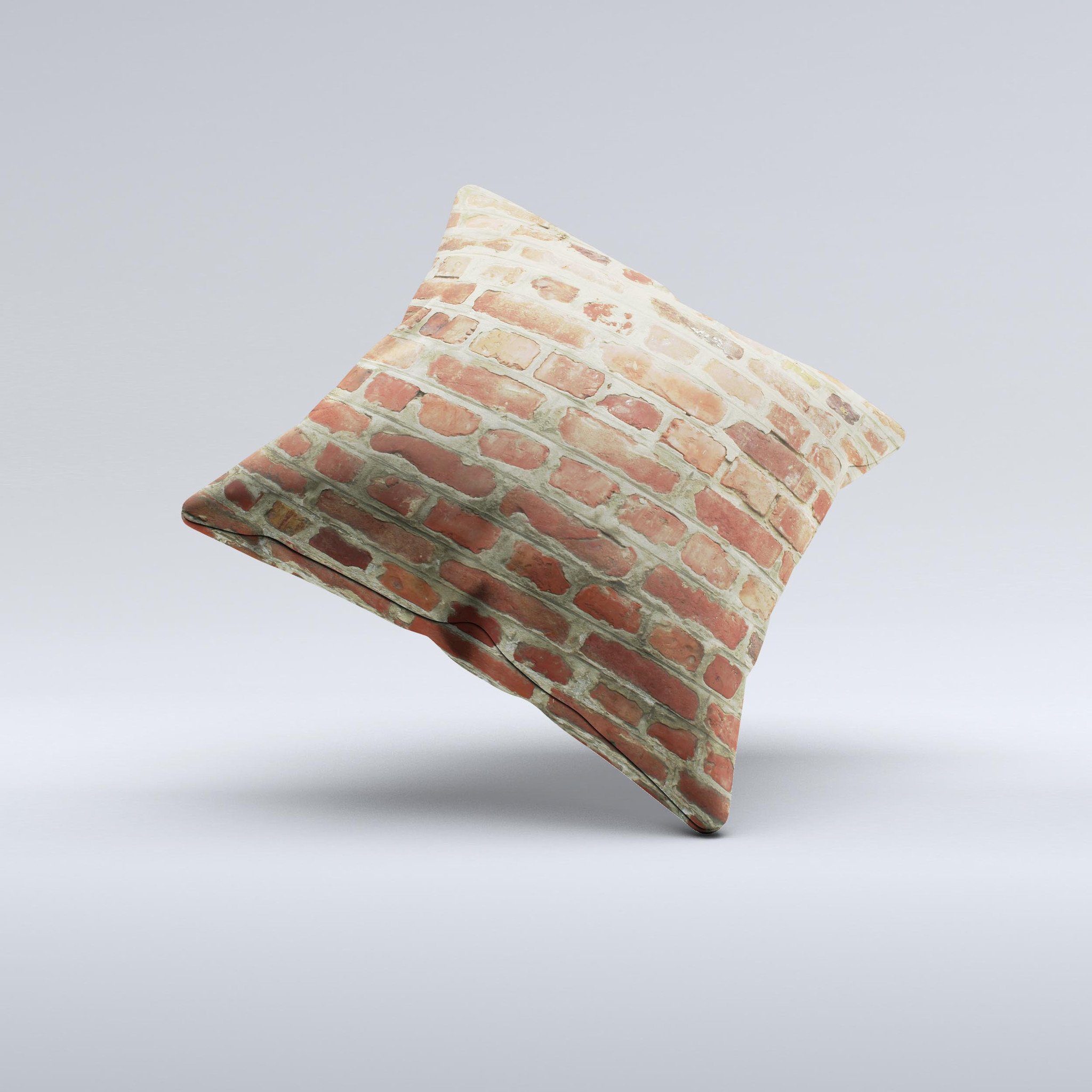 Brick Wall Ink-Fuzed Decorative Throw Pillow featuring a unique brick wall design, handcrafted in Virginia with high-quality materials.