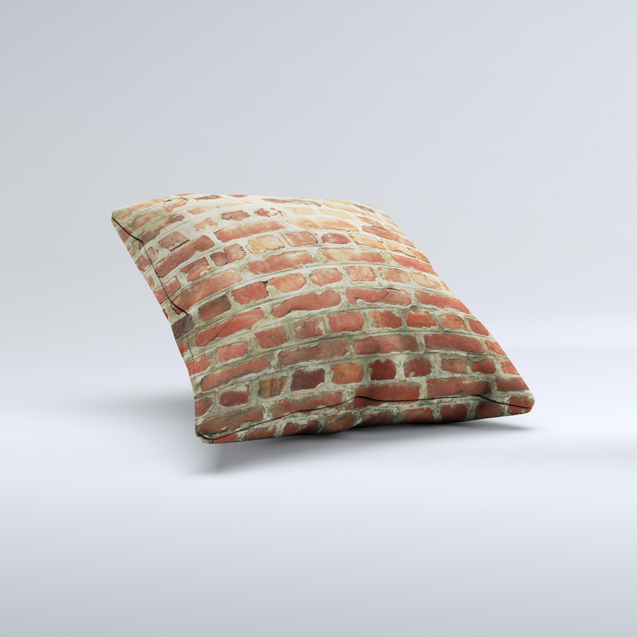 Brick Wall Ink-Fuzed Decorative Throw Pillow featuring a unique brick wall design, handcrafted in Virginia with high-quality materials.