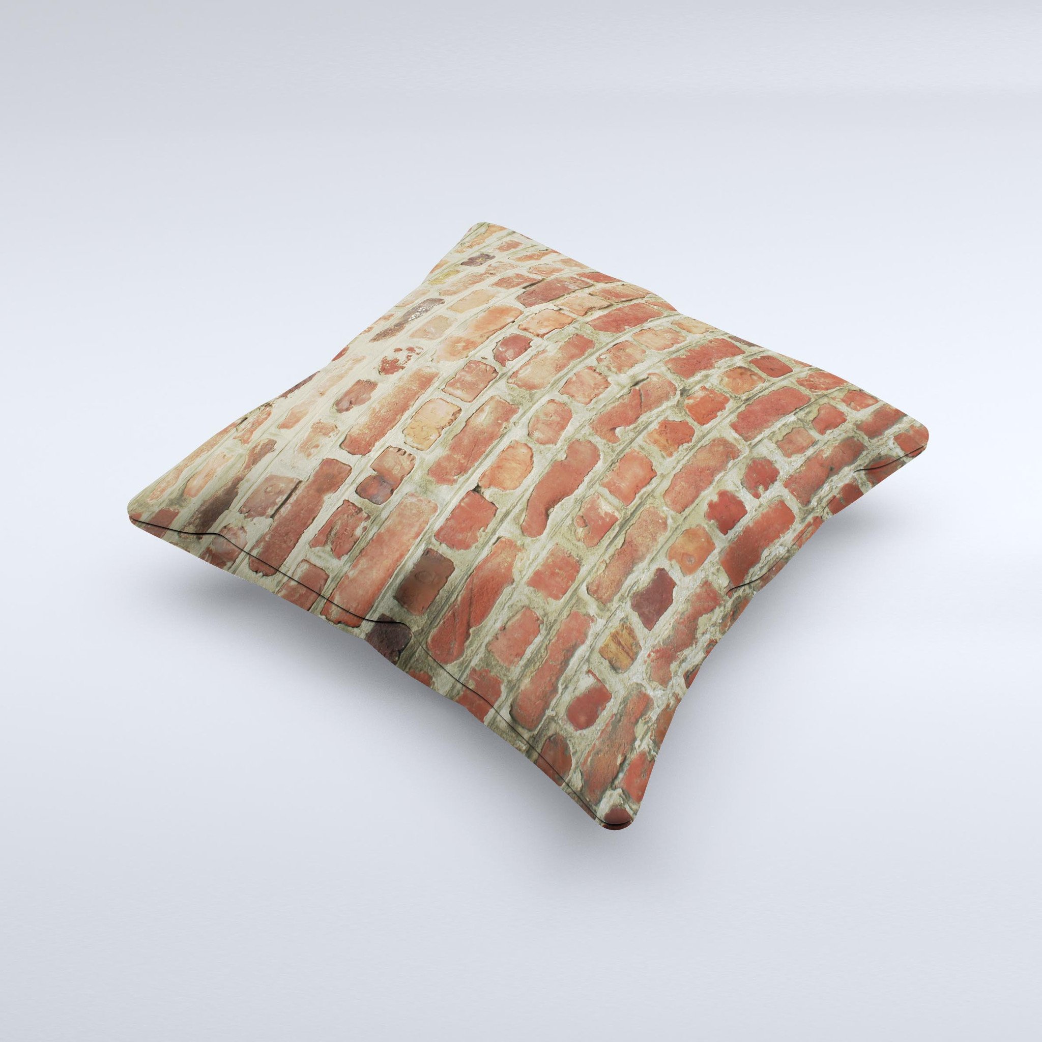 Brick Wall Ink-Fuzed Decorative Throw Pillow featuring a unique brick wall design, handcrafted in Virginia with high-quality materials.