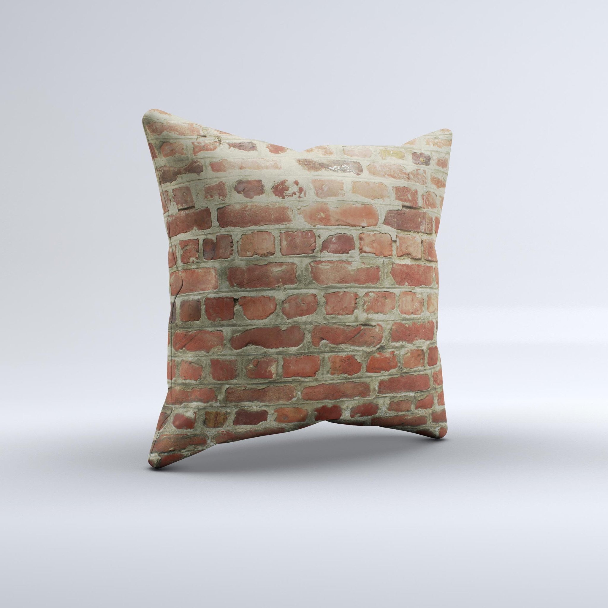 Brick Wall Ink-Fuzed Decorative Throw Pillow featuring a unique brick wall design, handcrafted in Virginia with high-quality materials.