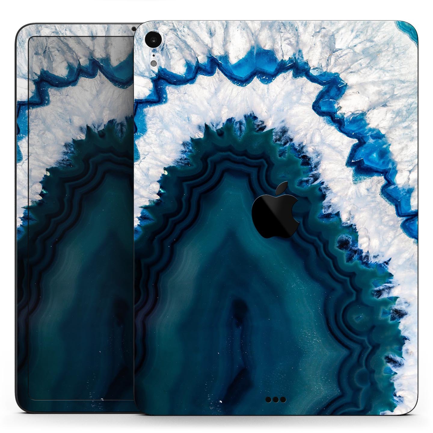 Bright Blue Agate Slice skin decal for Apple iPad Pro, showcasing vibrant blue and natural stone patterns.