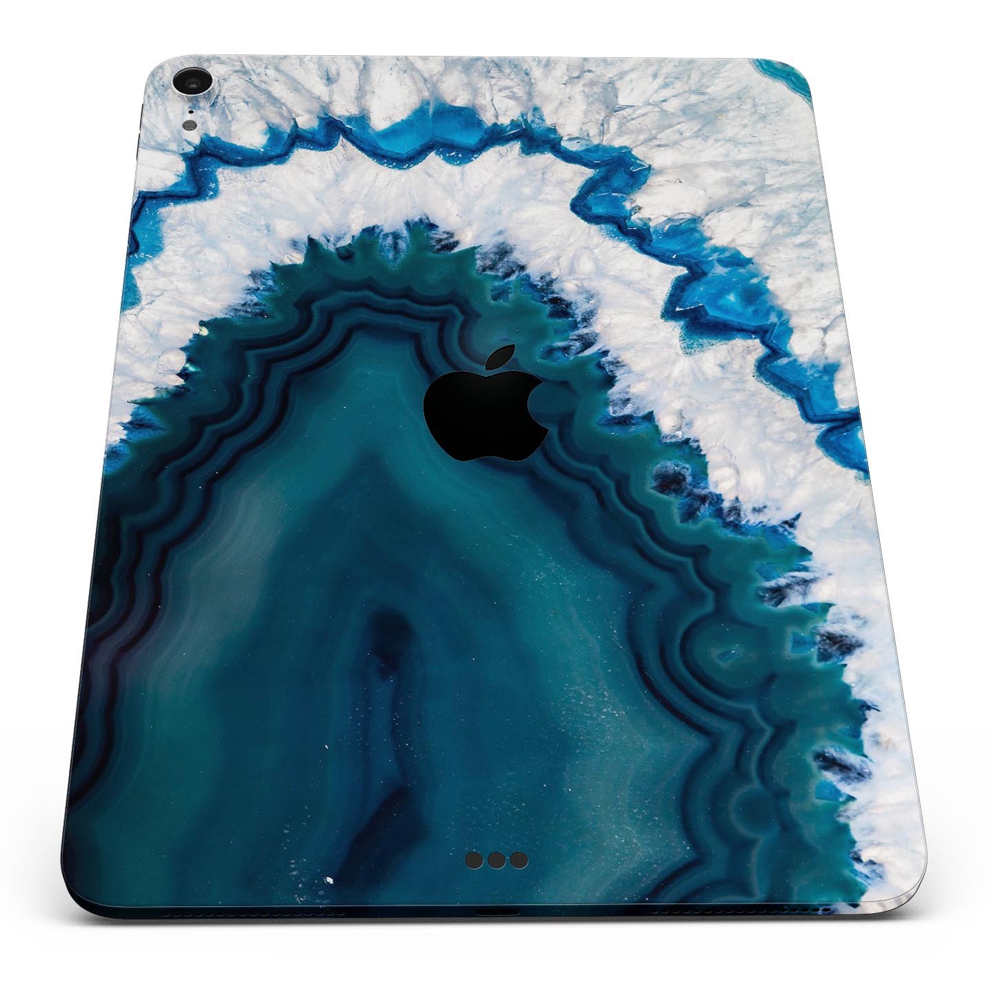 Bright Blue Agate Slice skin decal for Apple iPad Pro, showcasing vibrant blue and natural stone patterns.