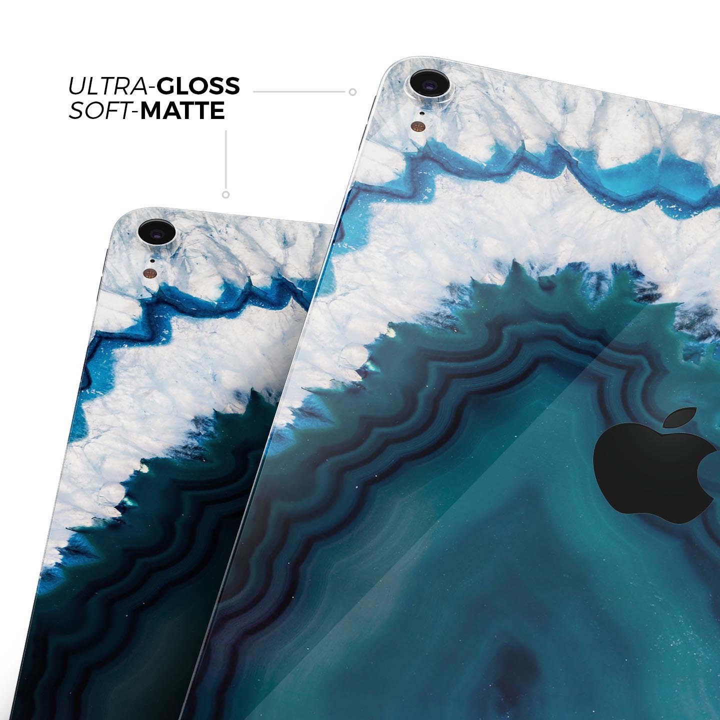 Bright Blue Agate Slice skin decal for Apple iPad Pro, showcasing vibrant blue and natural stone patterns.