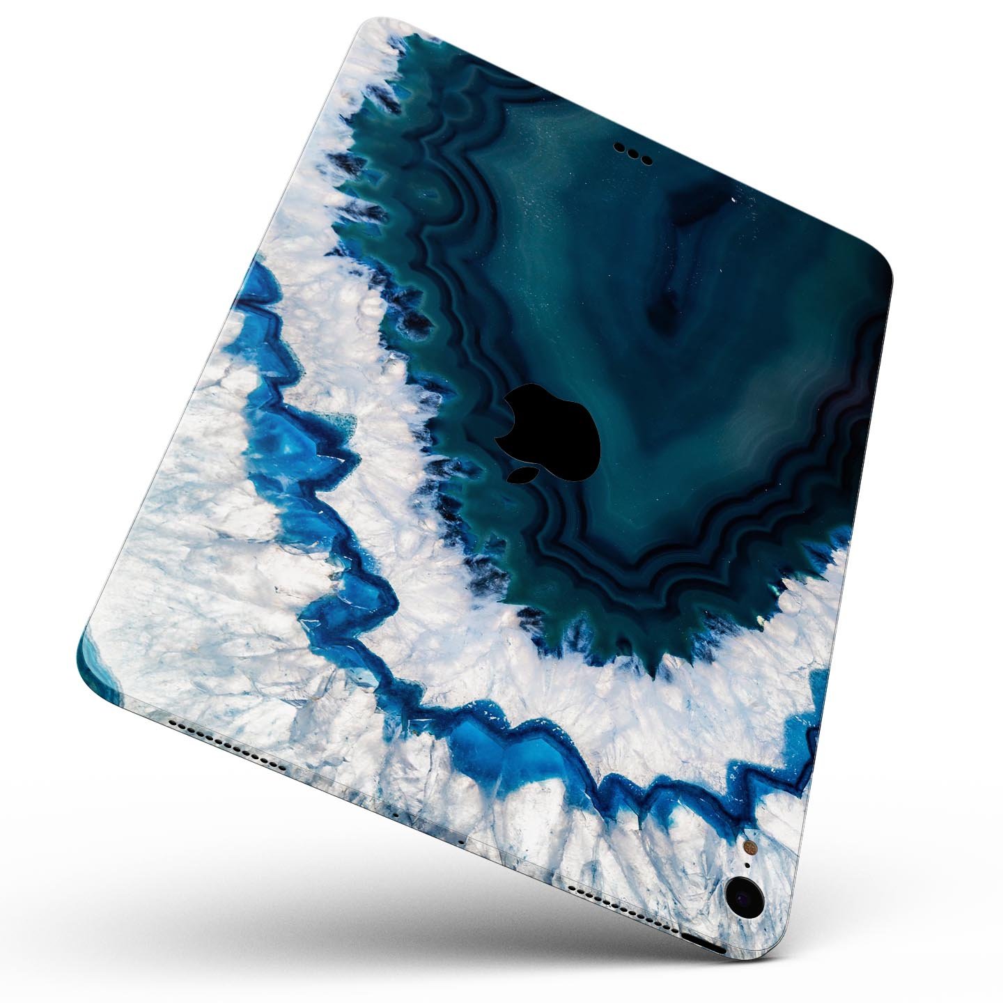 Bright Blue Agate Slice skin decal for Apple iPad Pro, showcasing vibrant blue and natural stone patterns.