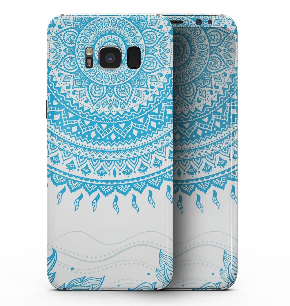 Bright Blue Circle Mandala skin for Samsung Galaxy S8, showcasing vibrant colors and intricate patterns on a sleek device.