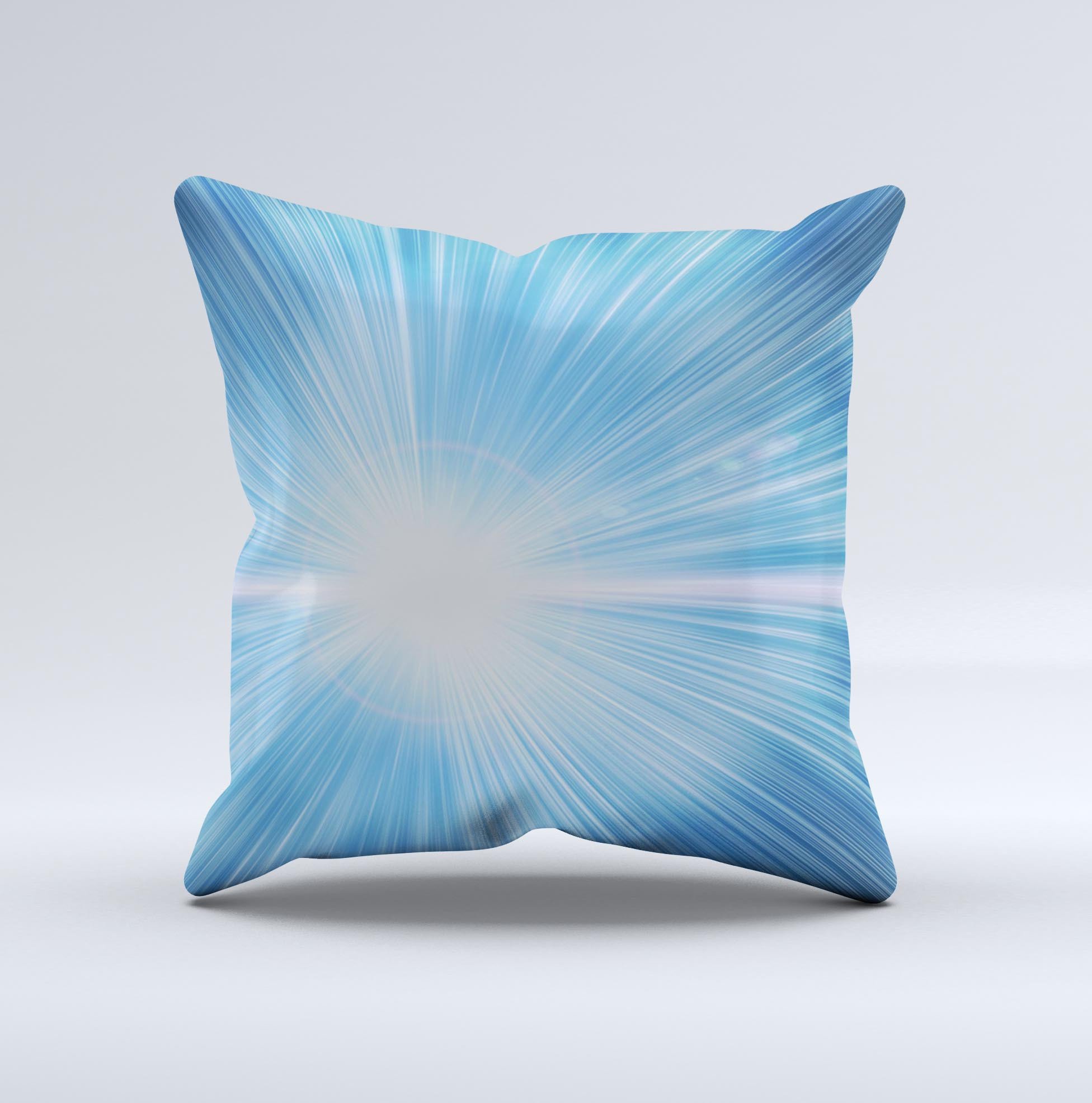 Bright Blue Light ink-Fuzed Decorative Throw Pillow with unique handcrafted design and high-quality fabric.