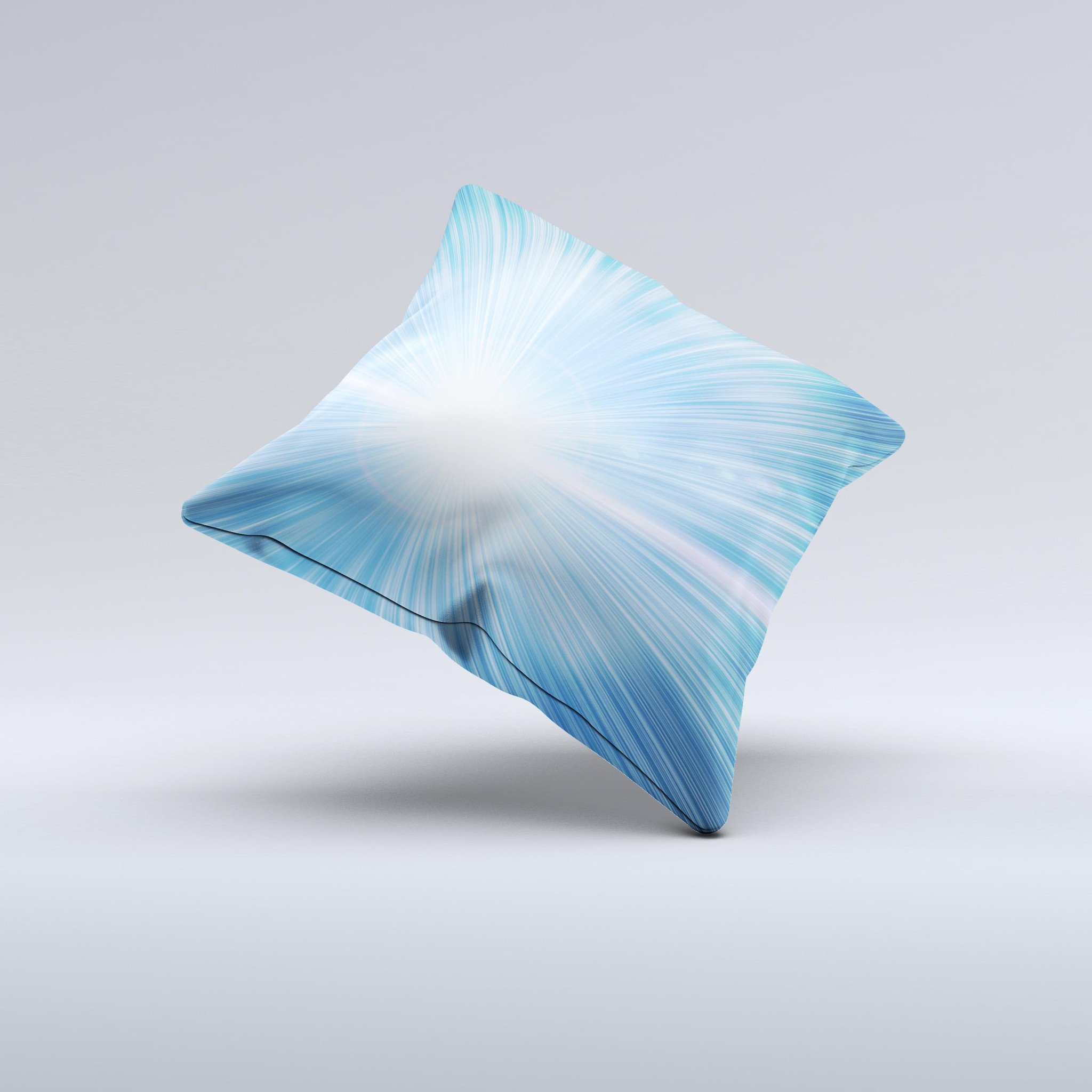 Bright Blue Light ink-Fuzed Decorative Throw Pillow with unique handcrafted design and high-quality fabric.