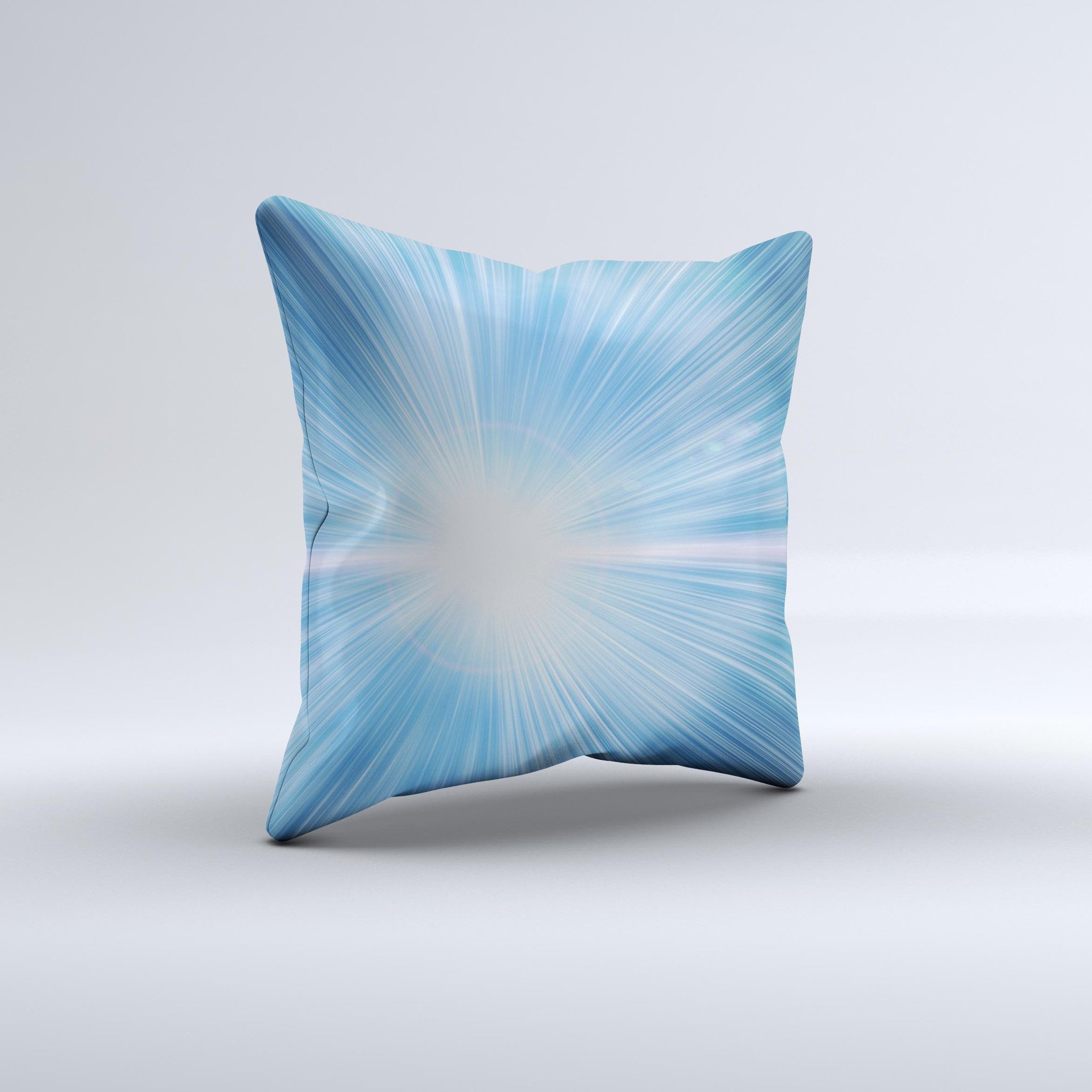 Bright Blue Light ink-Fuzed Decorative Throw Pillow with unique handcrafted design and high-quality fabric.