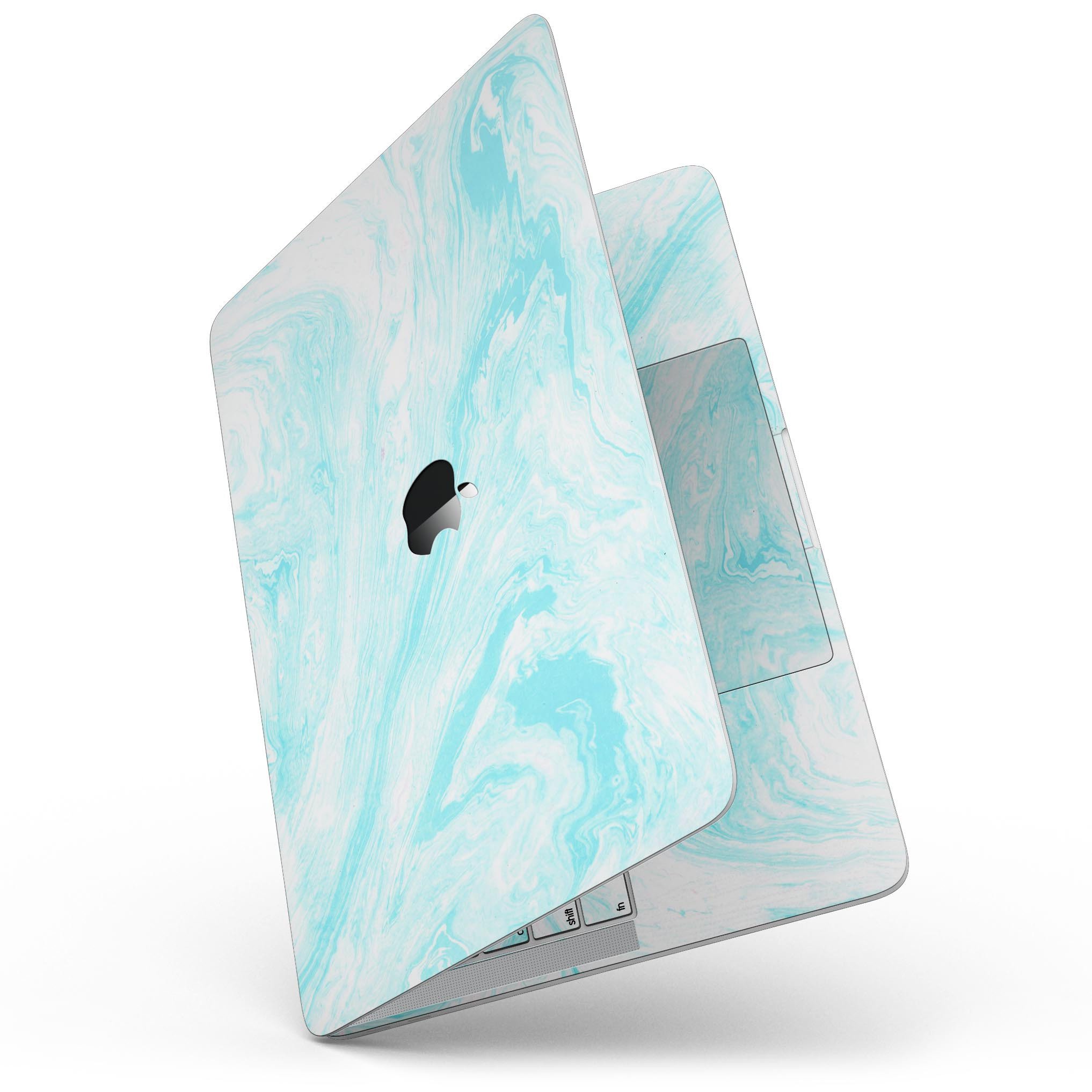 Bright Blue Textured Marble skin for 13" MacBook Pro without Touch Bar, showcasing vibrant colors and a sleek design.