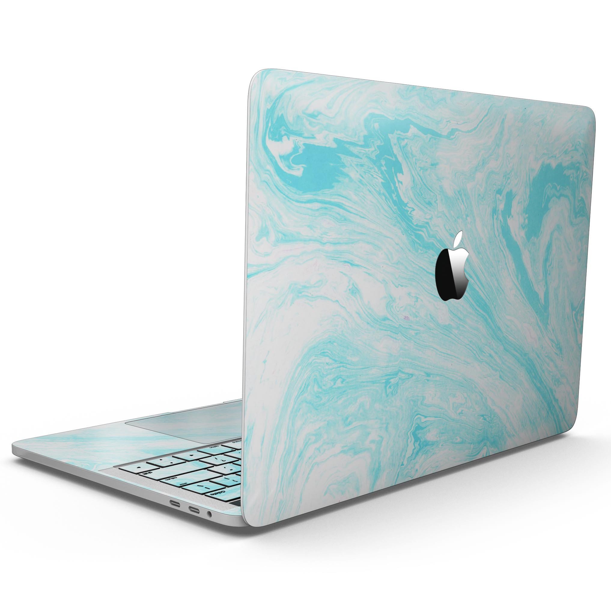 Bright Blue Textured Marble skin for 13" MacBook Pro without Touch Bar, showcasing vibrant colors and a sleek design.