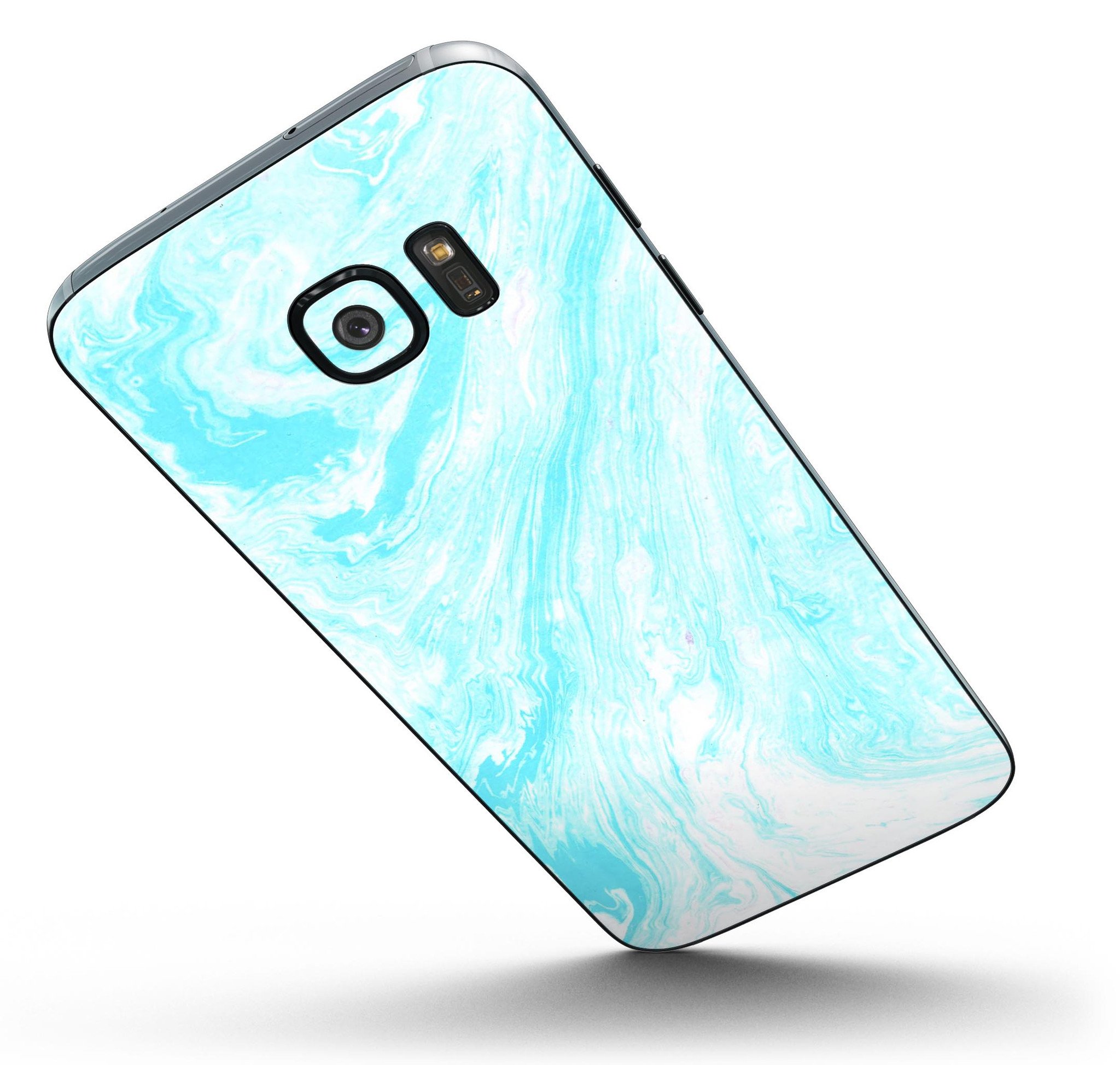 Bright Blue Textured Marble Full Body Skin-Kit for Samsung Galaxy S7/S7 Edge, showcasing vibrant colors and premium vinyl material.